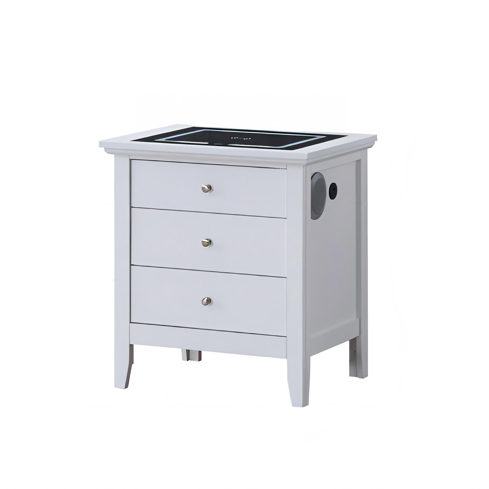 Hammond - Smart 3 Drawer Nightstand With USB Charging And Integrated Speakers - White