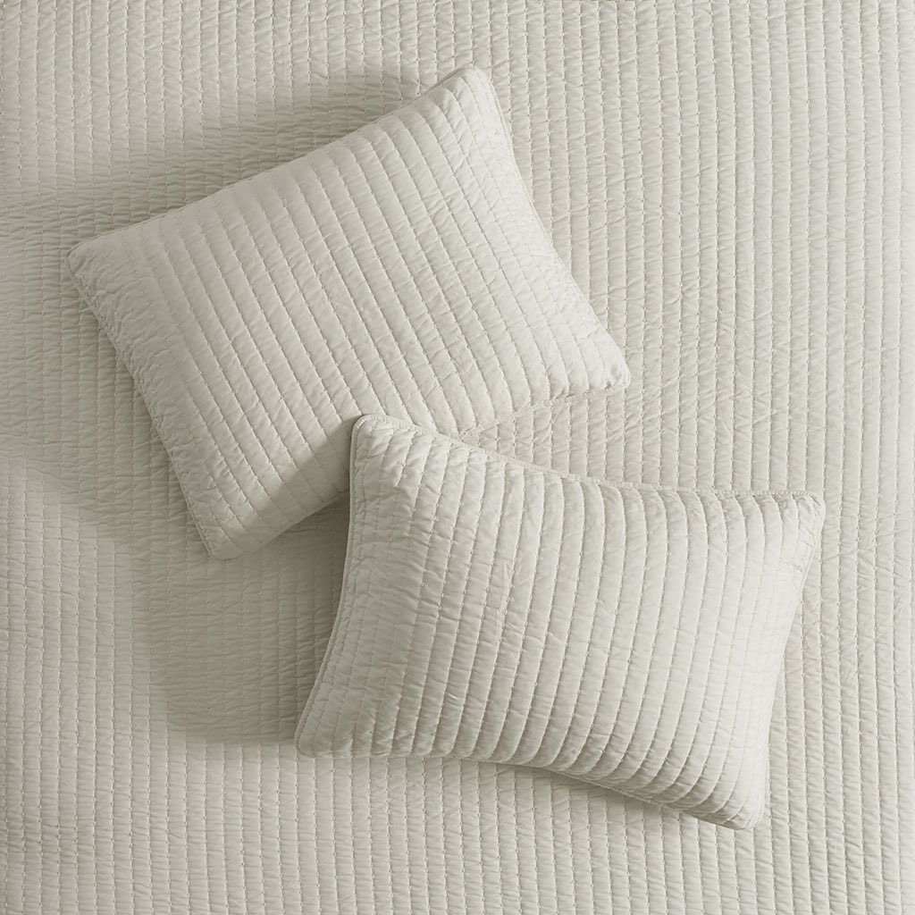 Keaton - King Reversible Coverlet Set - Cream
