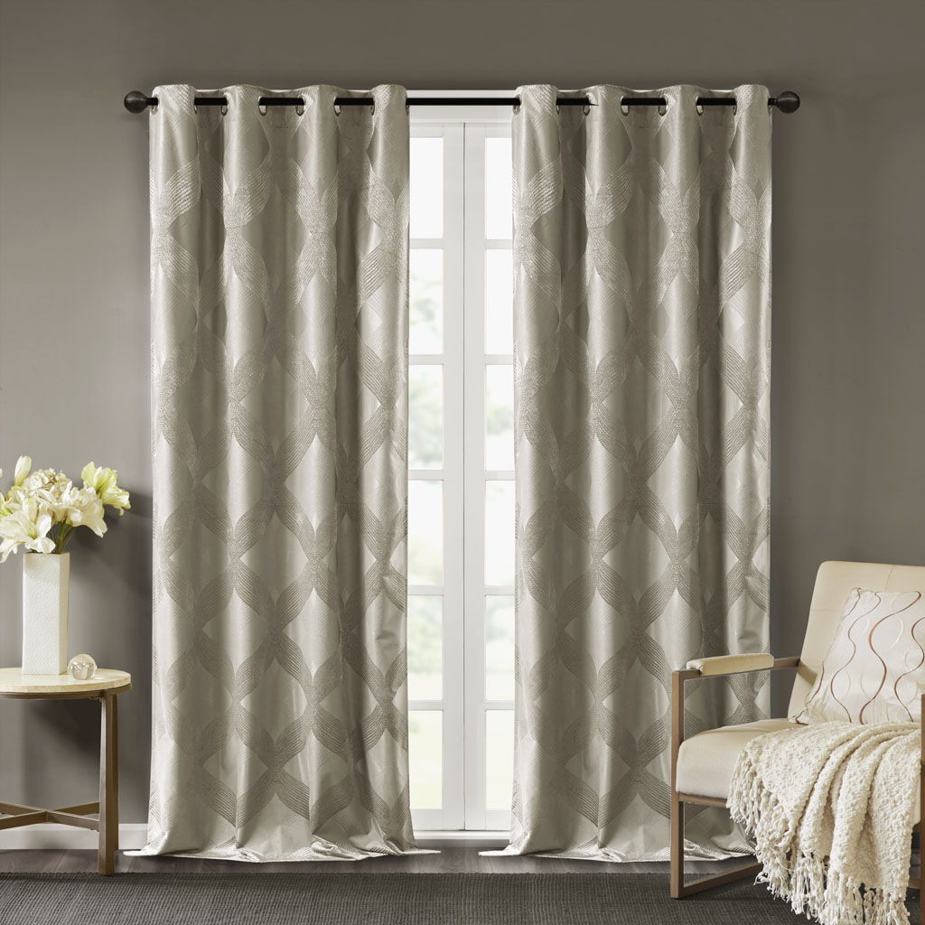 Bentley - 84" Ogee Knitted Total Blackout Panel - Taupe