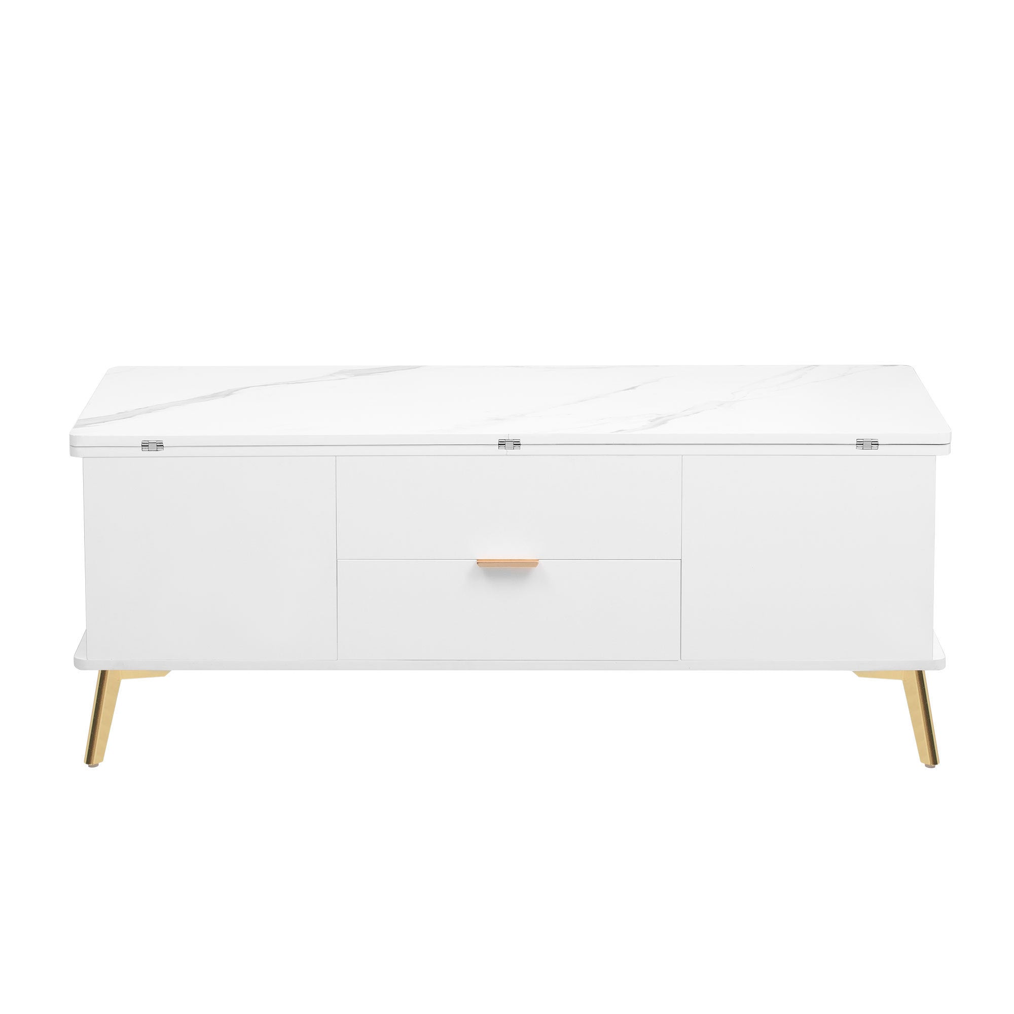 Modern Lift Top Coffee Table Multi Functional Table with Drawers in White