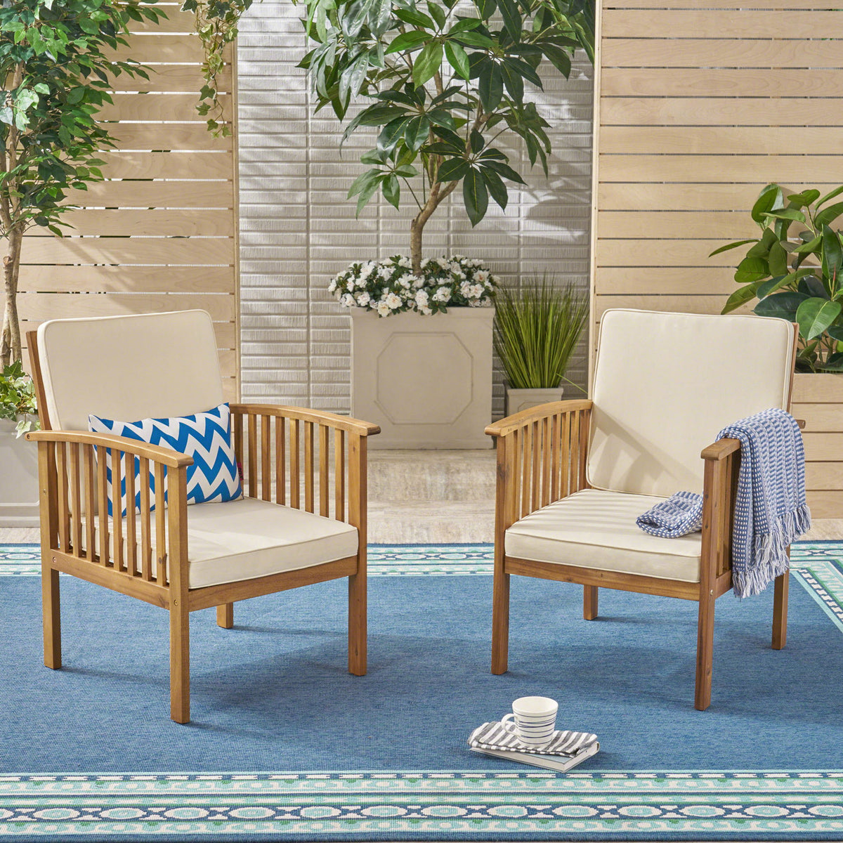 Casa - Acacia Club Chair Coastal Classic Outdoor Seating, Waterproof Fabric