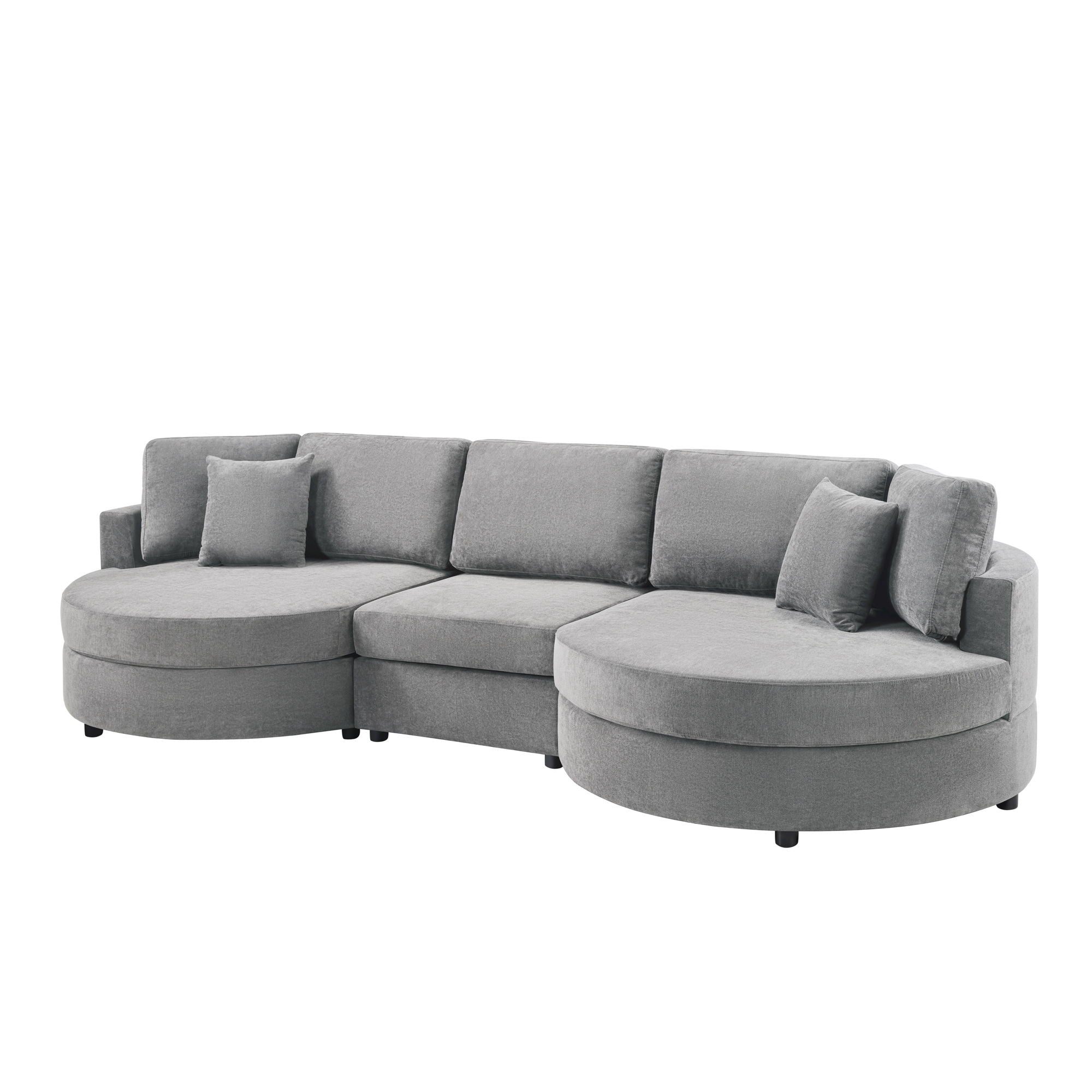 Modern 3 Seater Upholstered Sofa With Curved Design