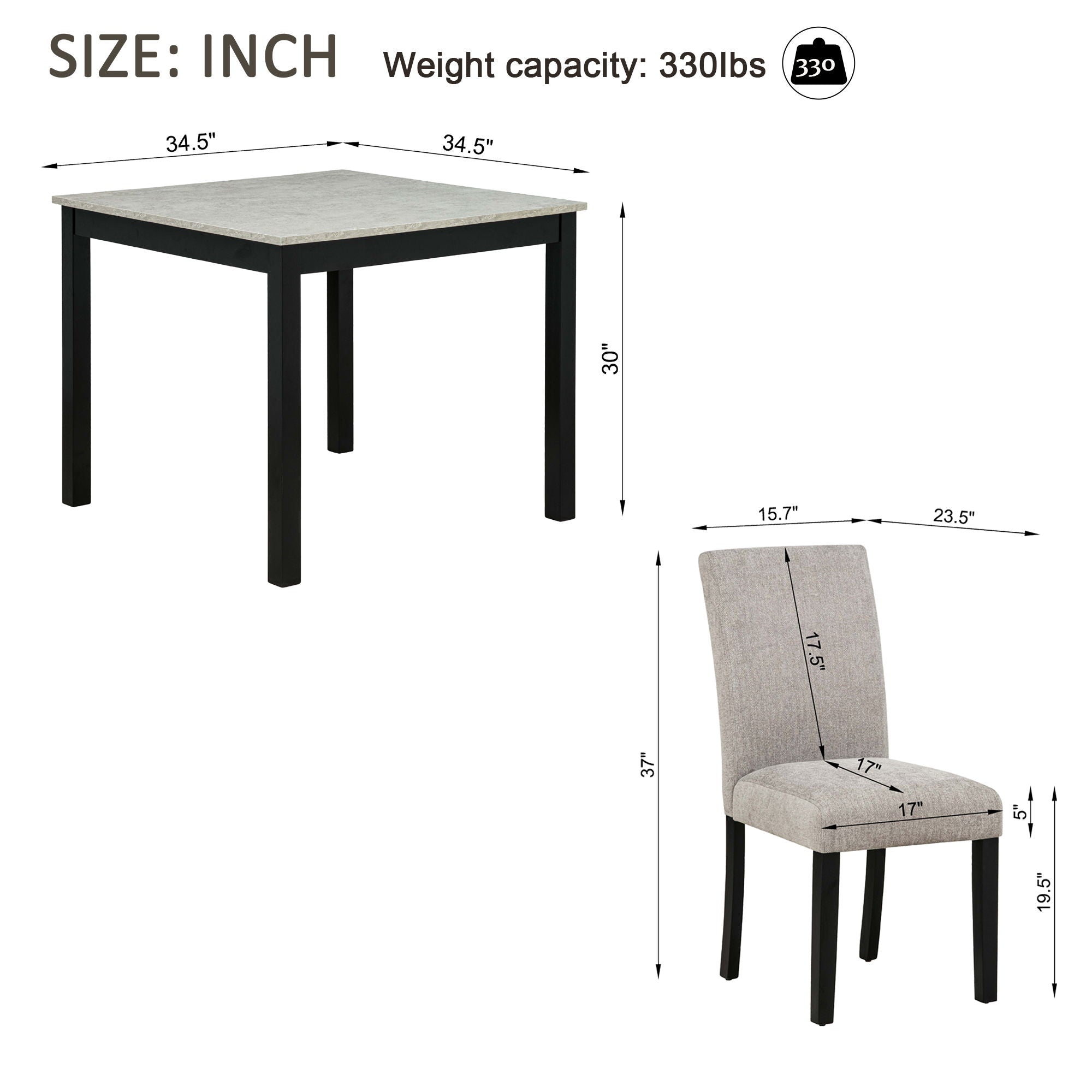 Modern 4 Person Dining Table Set With 4 Chairs