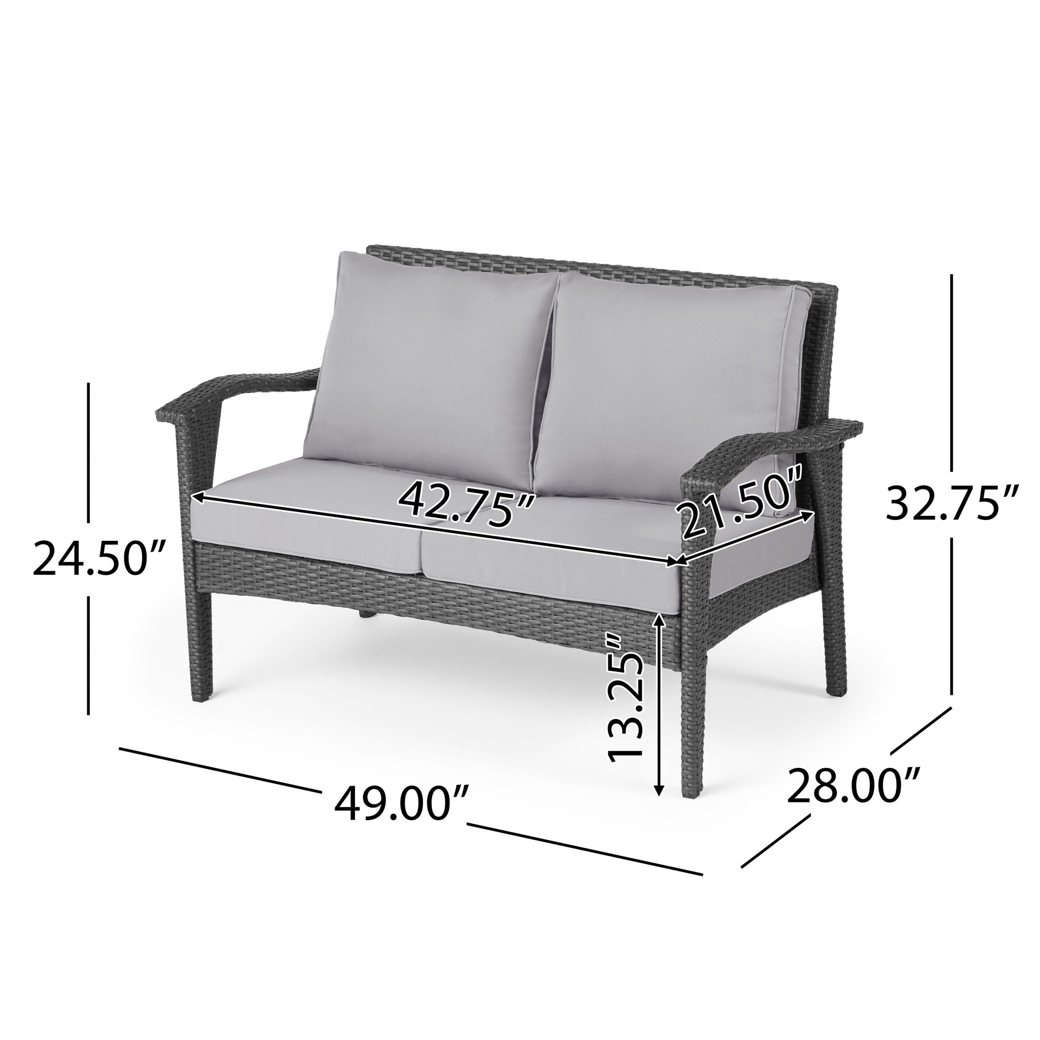 Honolulu - Loveseat - Gray / Silver