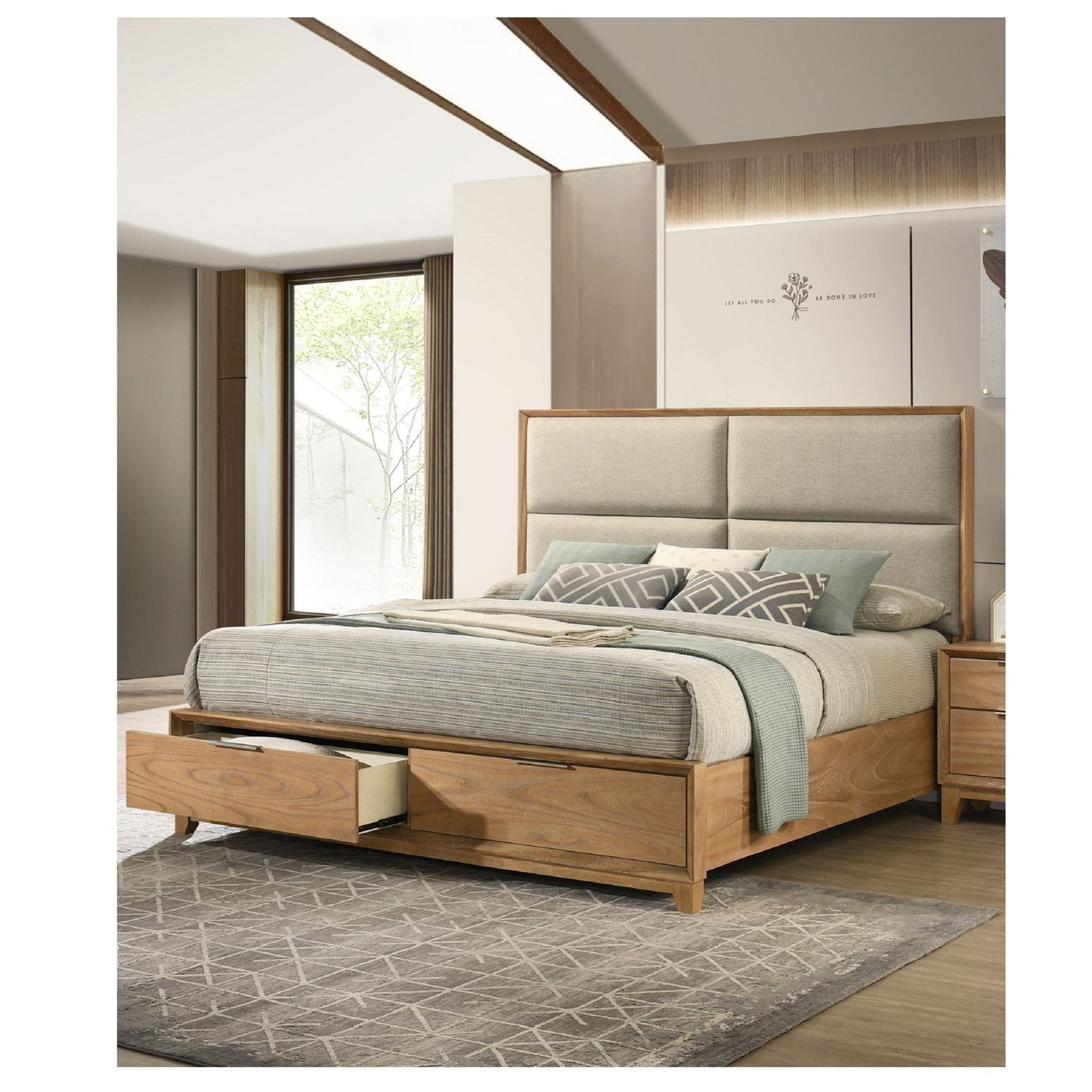Contemporary Storage Platform Bed With Ultra Plush Headboard