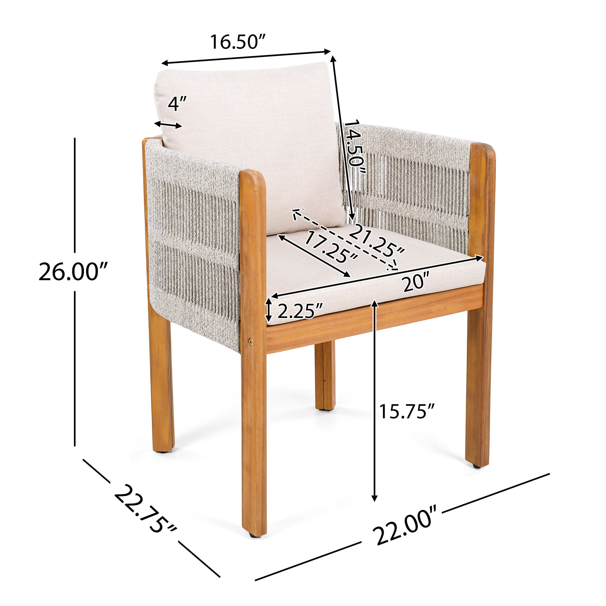 Outdoor Dining Set & Table And Rope Chairs