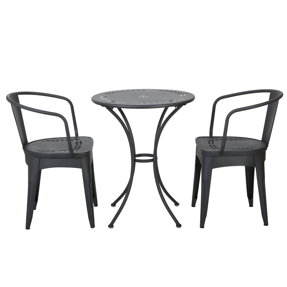 Ambrosia - 3 Piece Bistro Set With Leaf Motifs Top And Seat