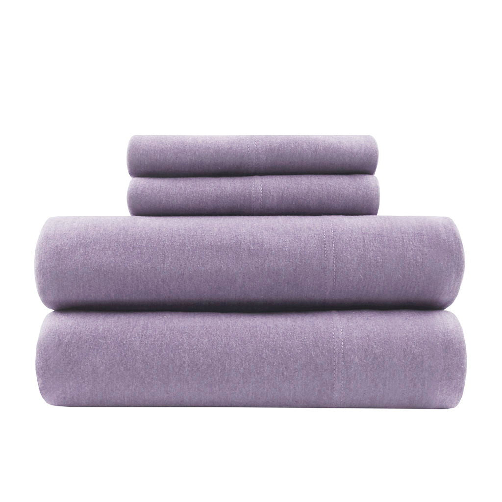 Cotton Blend Jersey Knit - Twin Long All Season Sheet Set - Purple