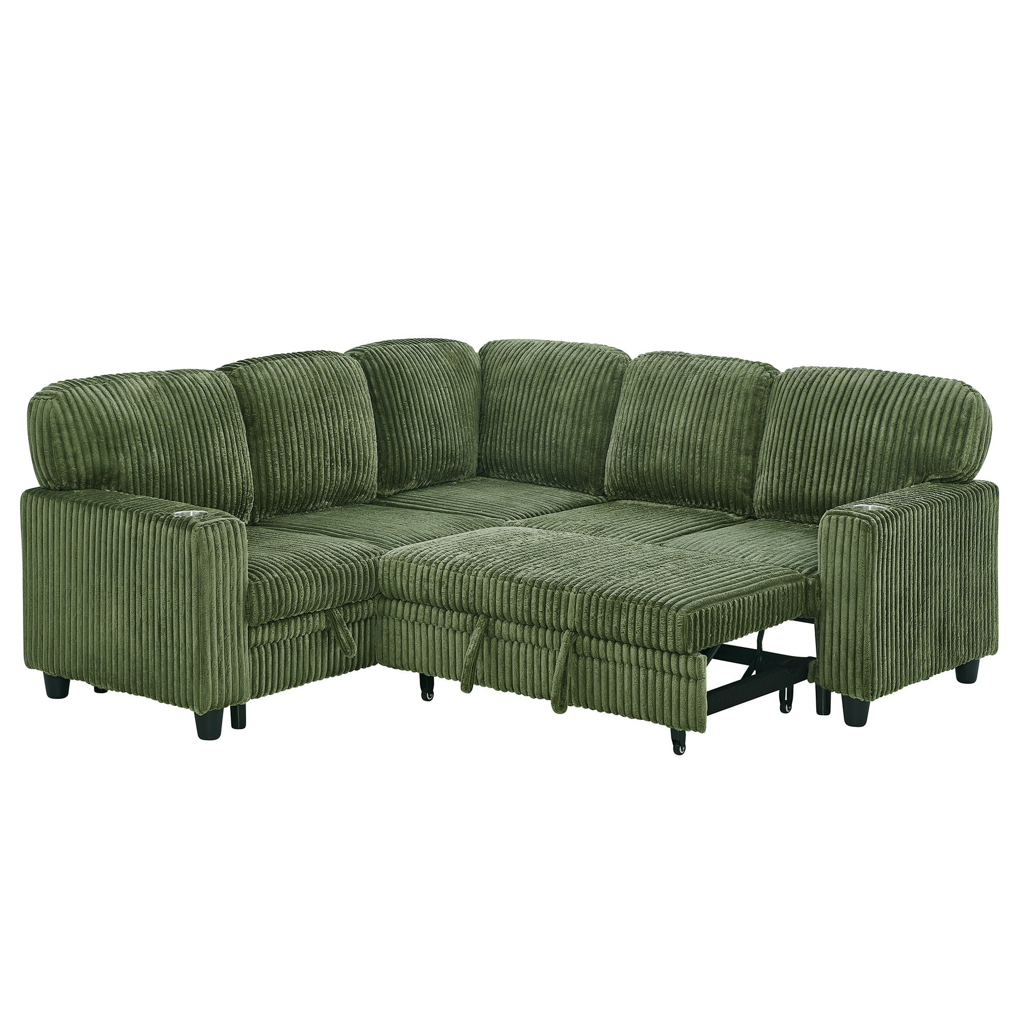 L-Shaped Sofa With Pull Out Sofa Bed With USB