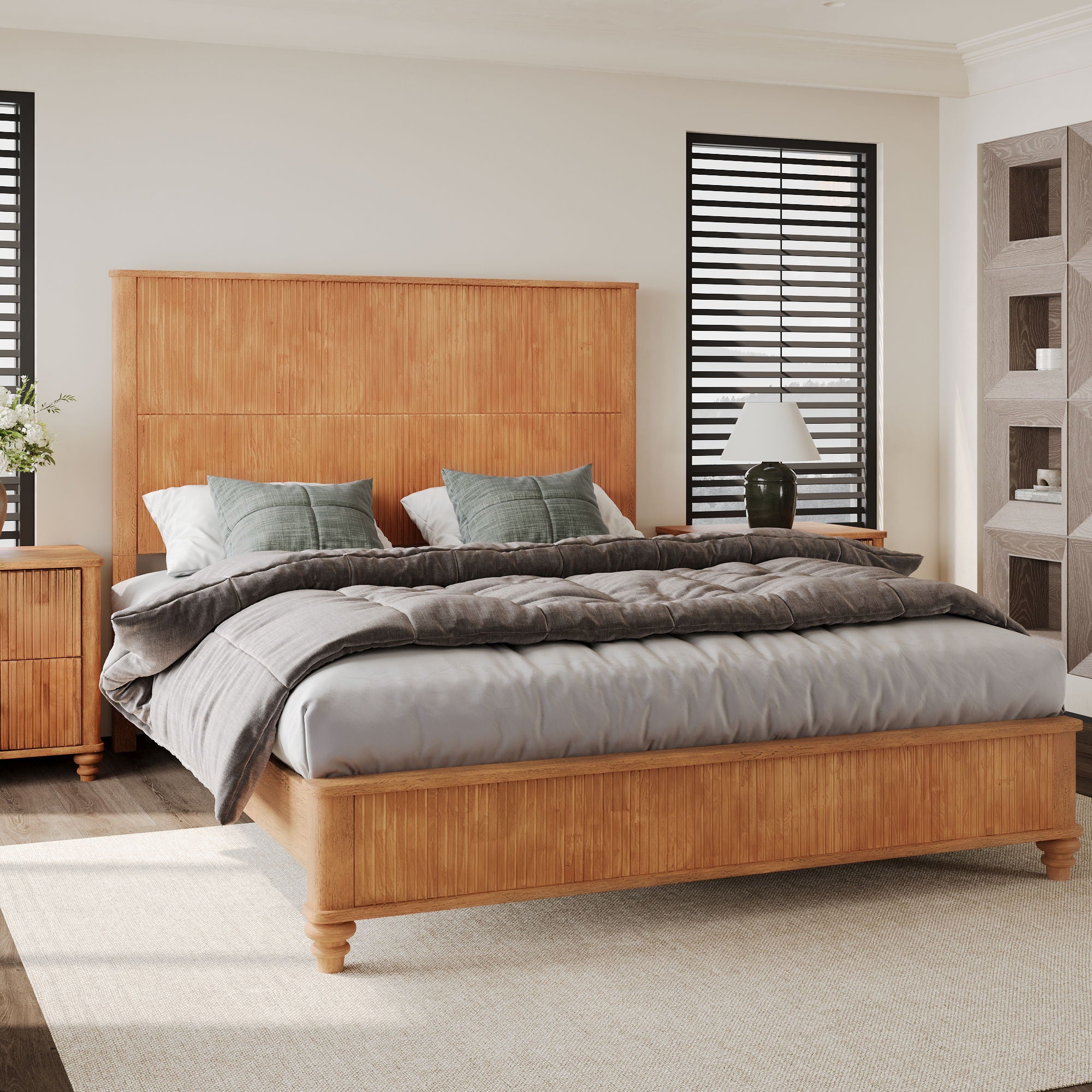Platform Bed Frame With Tall Headboard