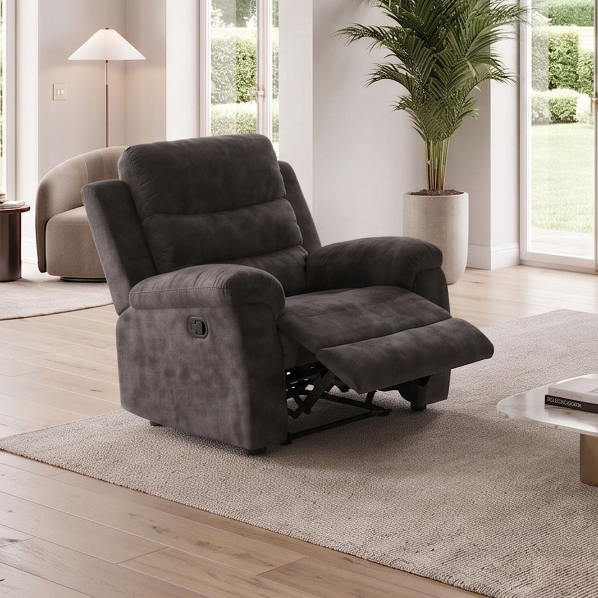 Manual Recliner Chair With 150° Recline, For Living Room - Dark Gray