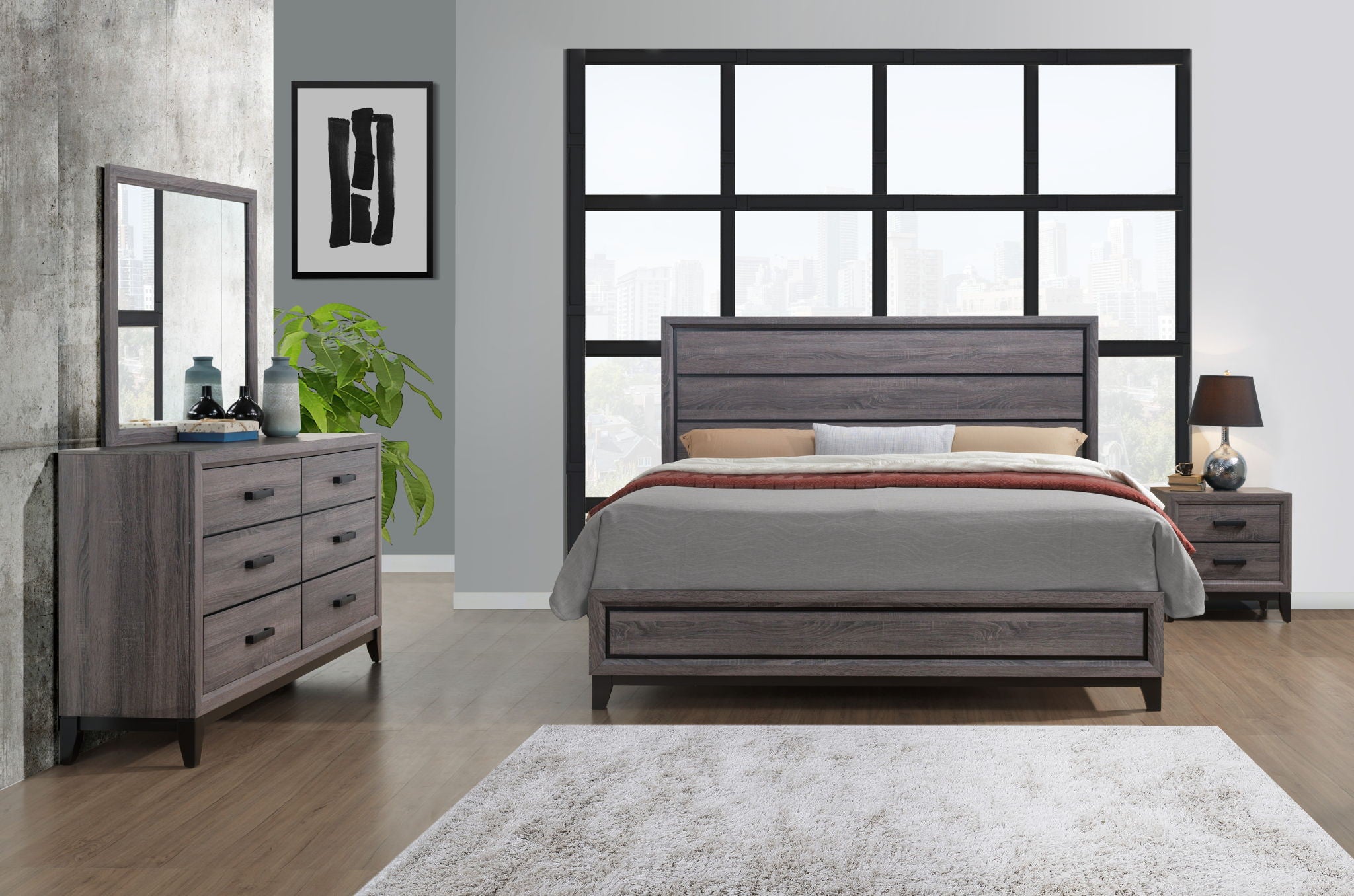 Kate - Queen Bed Headboard & Footboard - Foil Gray