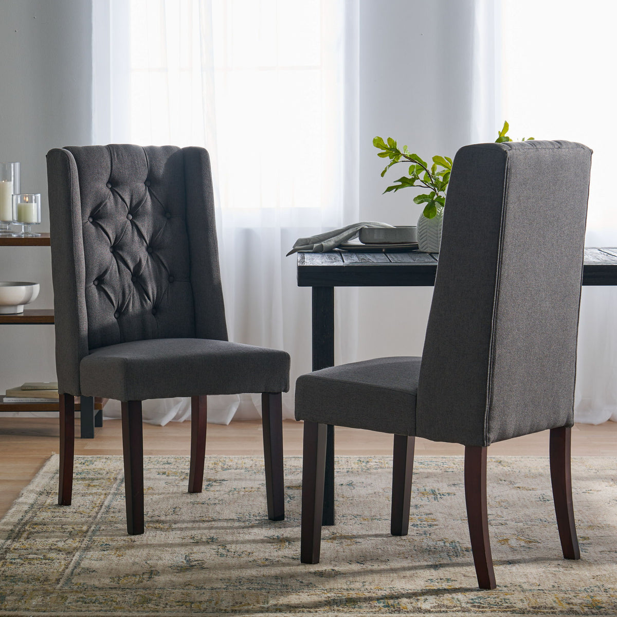 Sophisticated Tufted Dining Chair With High Back Design