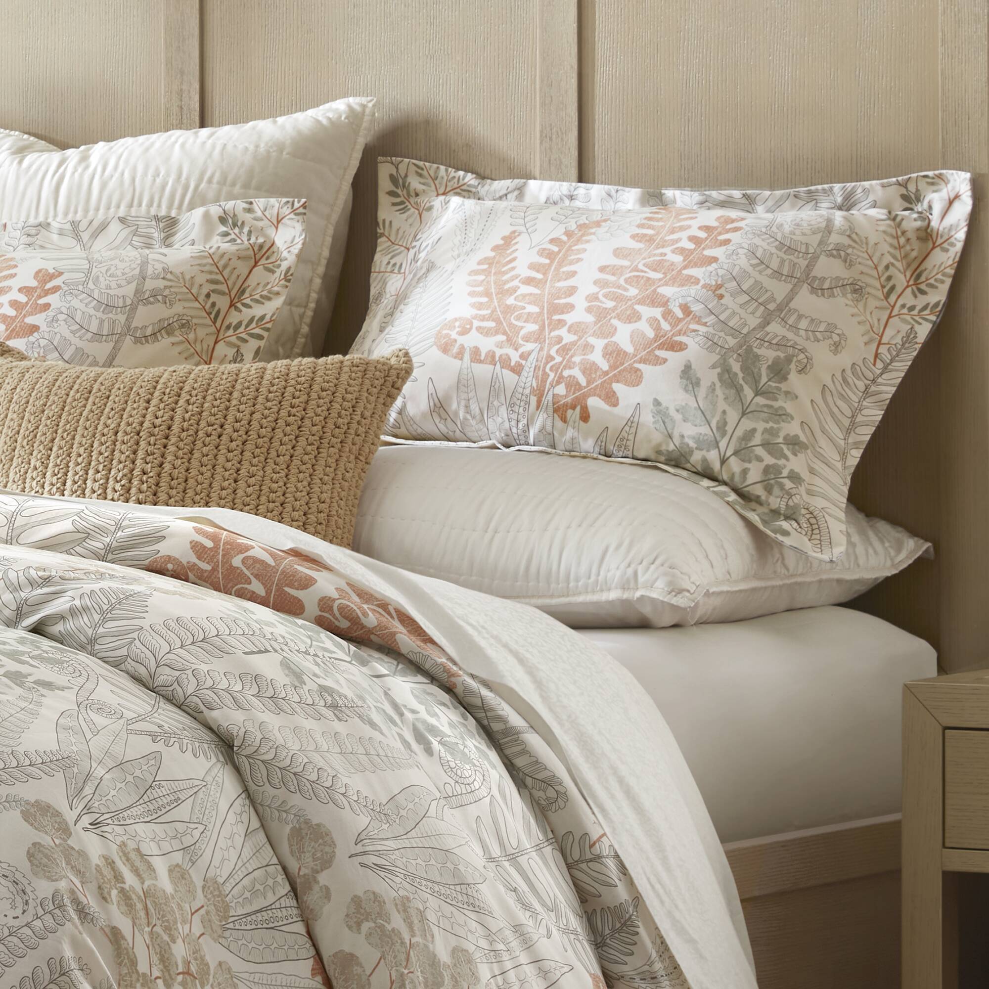 Fashion - King 100% Sateen Duvet Cover Set - Terracotta / Linen
