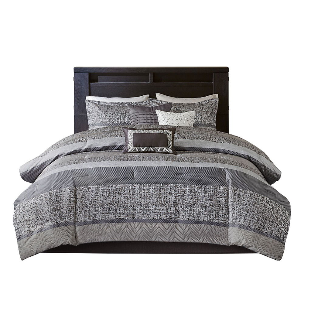 Rhapsody - King 7 Piece Comforter Set - Gray / Taupe