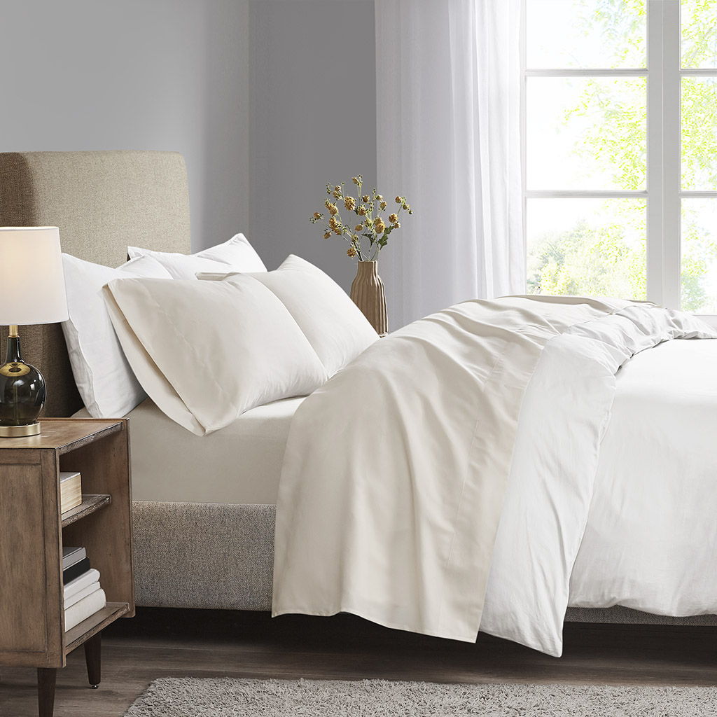 3M Microcell - Twin Luxurious Brushed Microfiber Deep Pocket Sheet Set - Ivory
