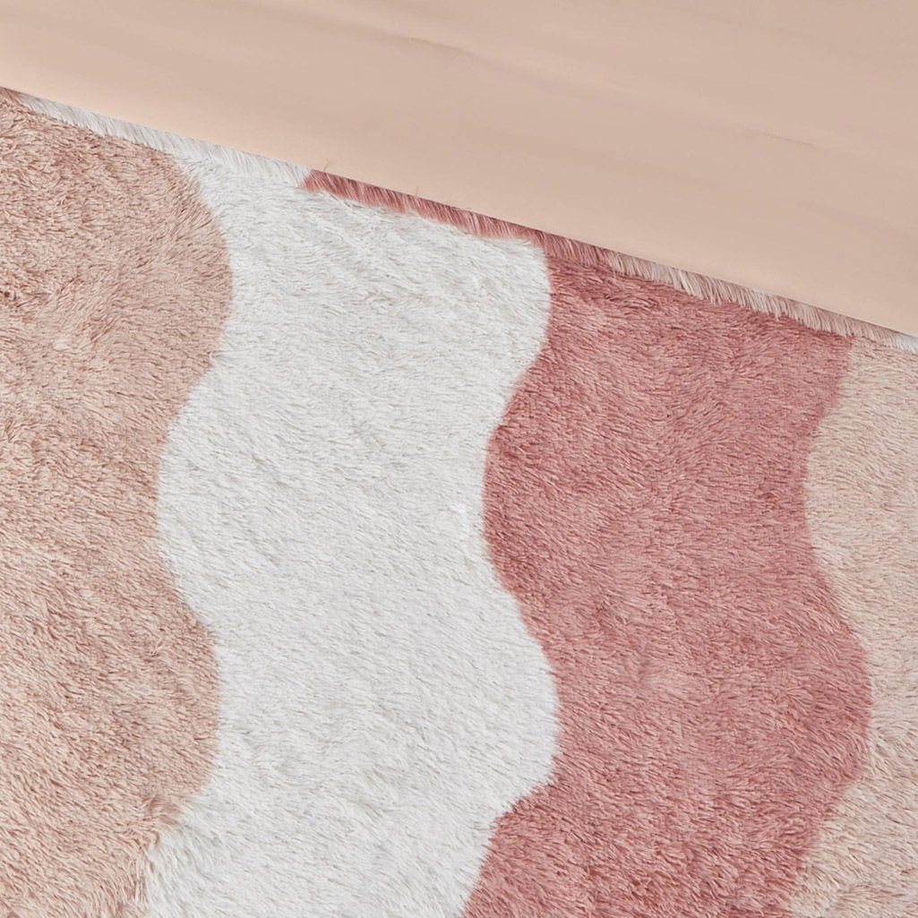 Cassie - Full Ombre Shaggy Faux Fur Comforter Set - Blush Multi