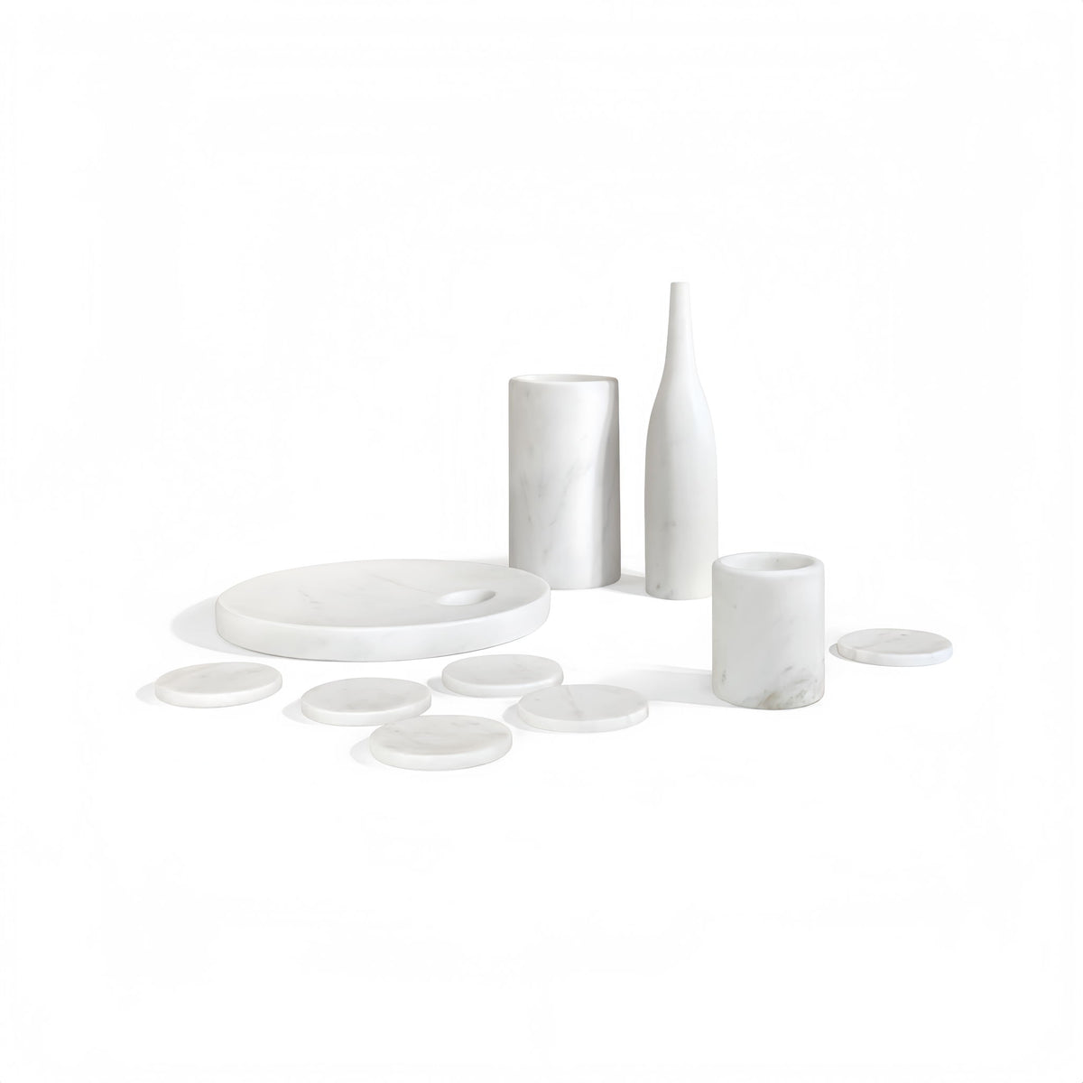 10 Pieces Luxury Natural Marble Dining Room Accessories Set