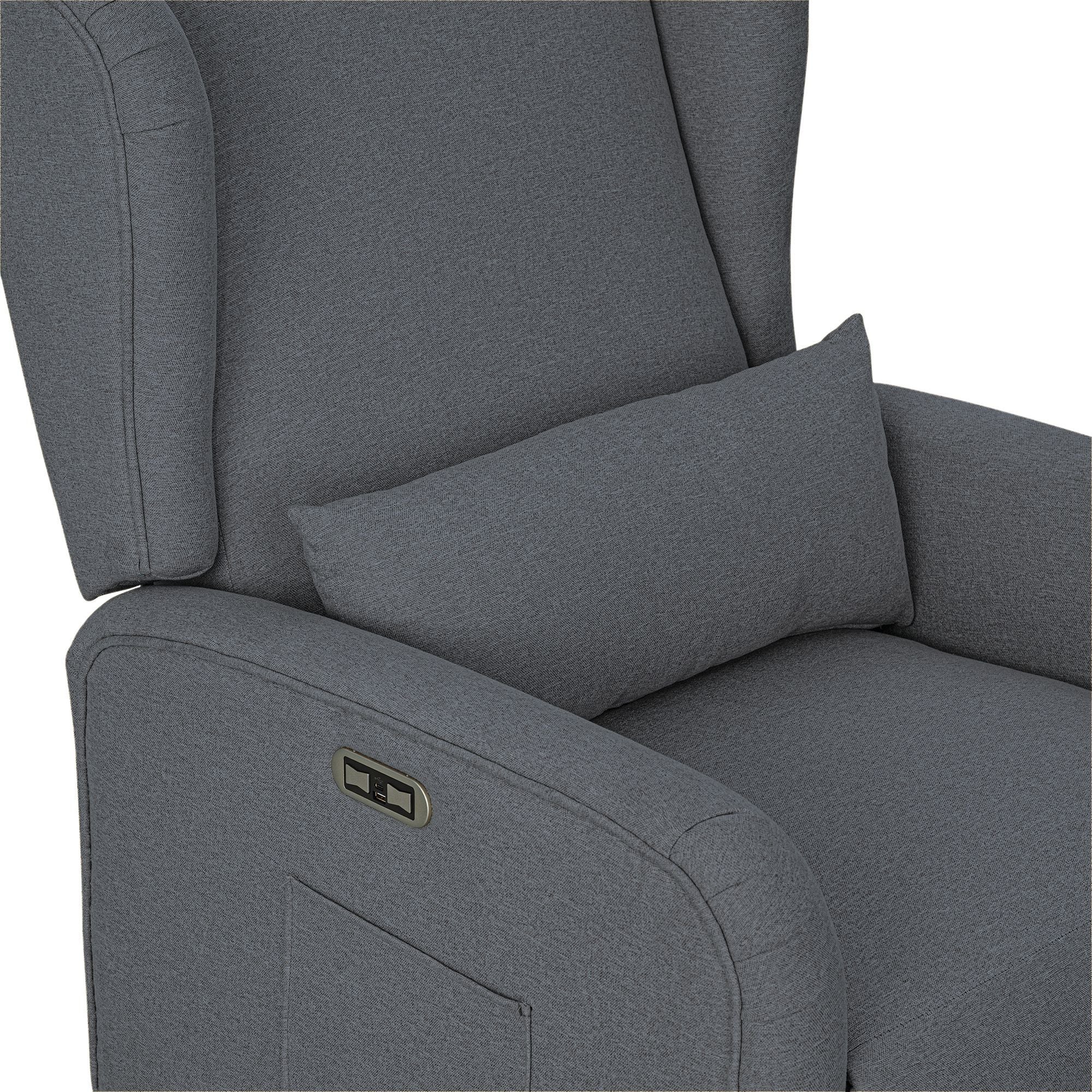 Candace - Power Recliner 3-in-1 With Swivel, Glider, USB Ports - Gray
