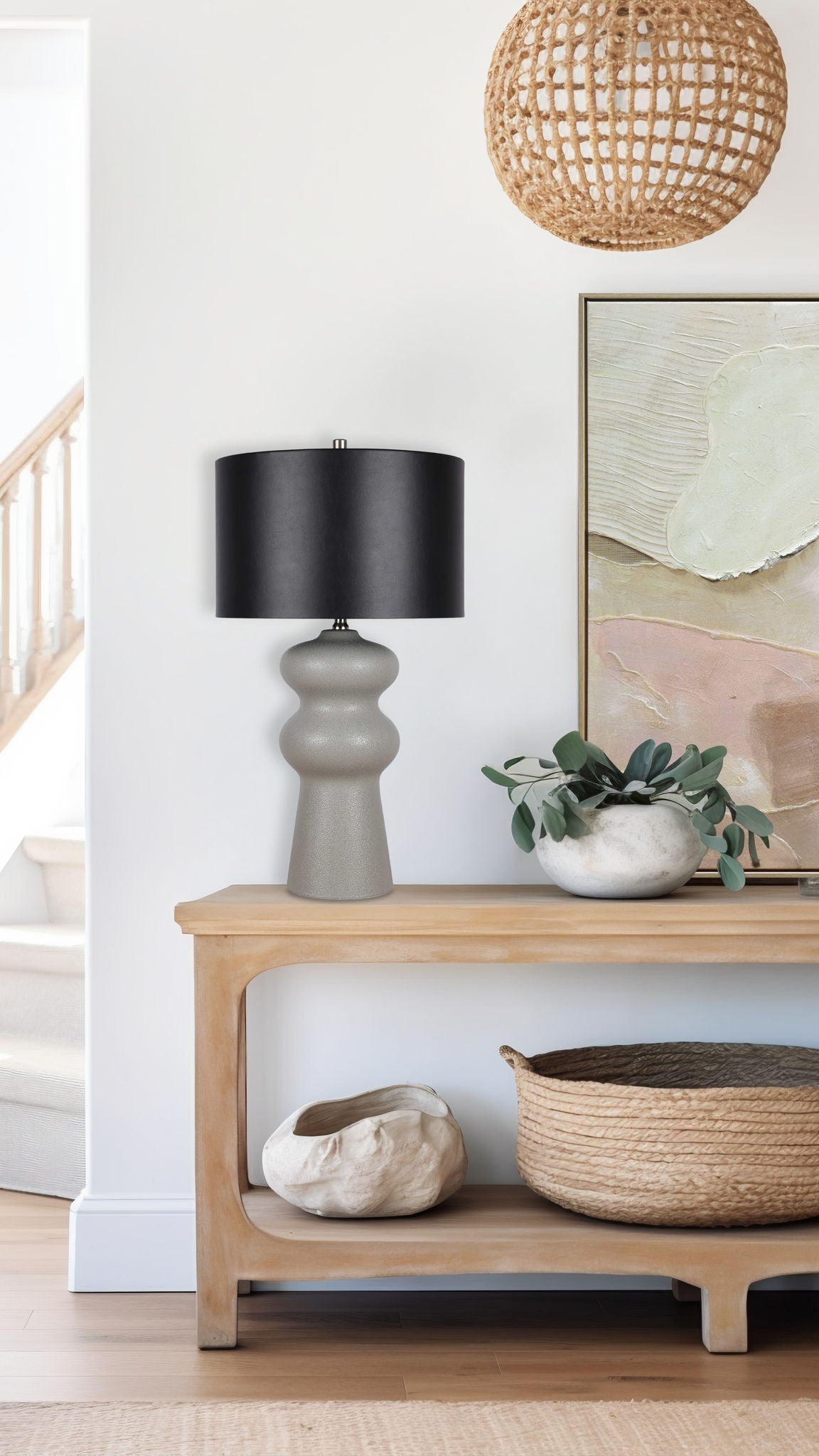 "Echo Essence" Ceramic Table Lamp - Textured Gray