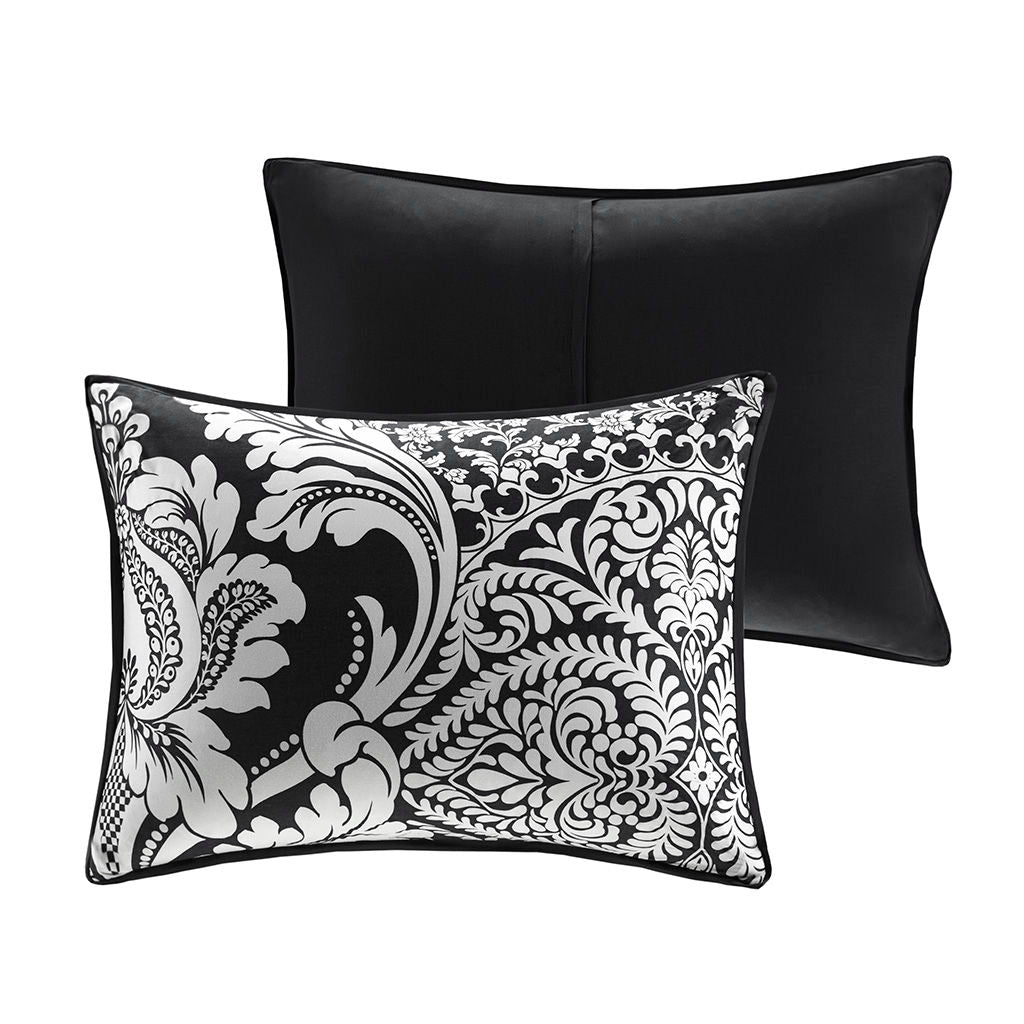 Vienna - 7 Piece Cotton Printed Comforter Set - Black