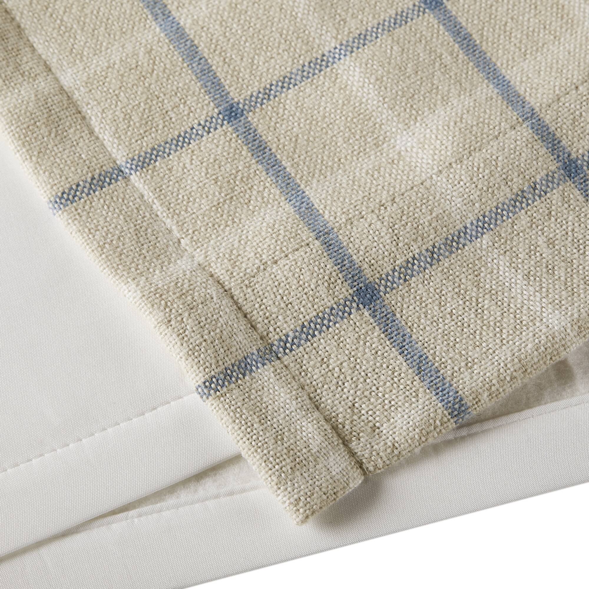 Anaheim - 50x108" Plaid Rod Pocket And Back Tab Curtain Panel With Fleece Lining - Linen Blue