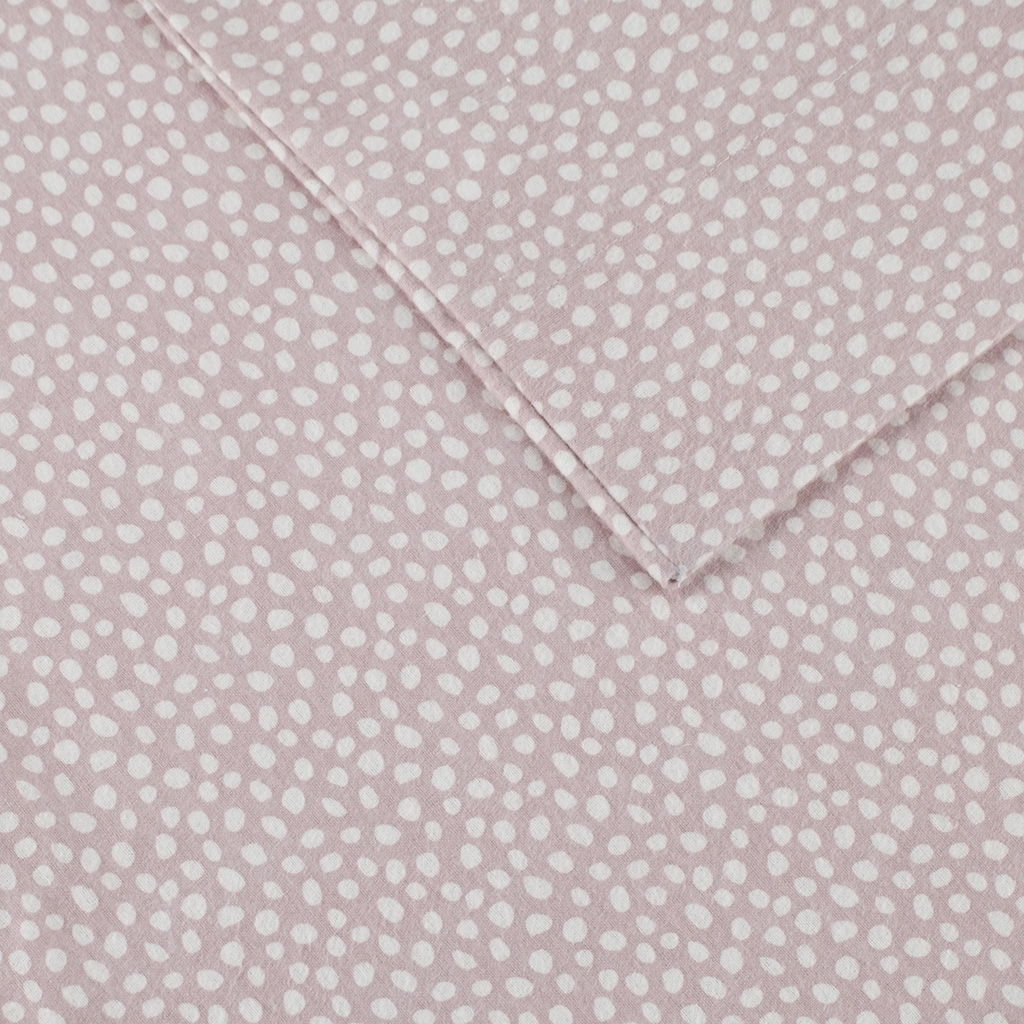 Cozy Flannel - King Printed Sheet Set - Blush Dots