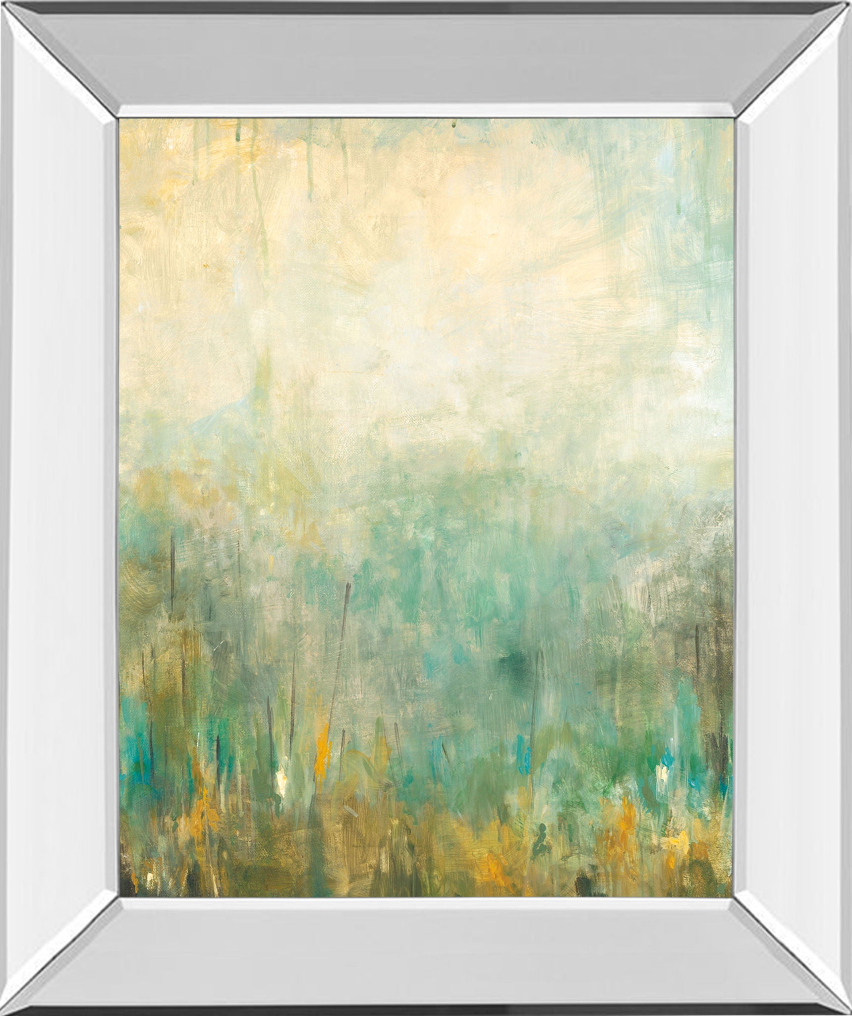 Jardin Vert By Pasion - Mirror Framed Print Wall Art - Beige