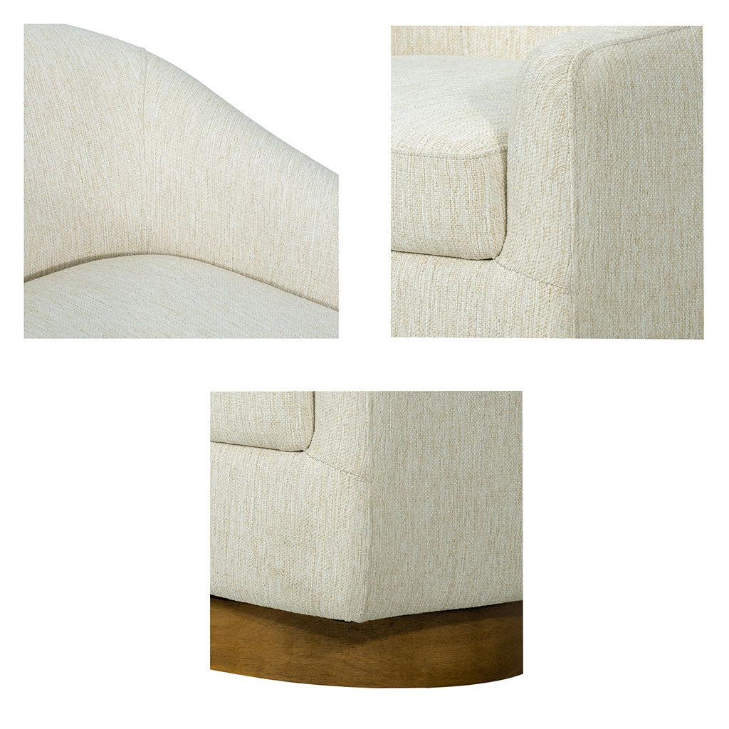 Ashton - Upholstered Swivel Chair With Wood Base - Cream