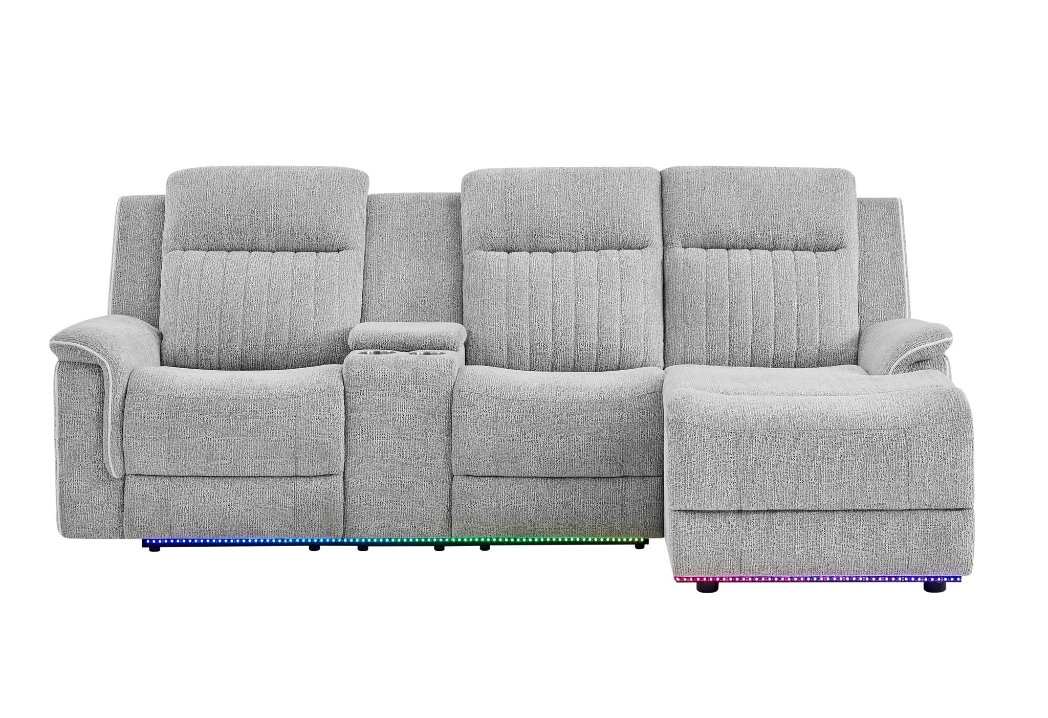U8879 - 1 Power LAF Console Reclining Loveseat With LED And Global Surround Sound Speaker - Light Gray