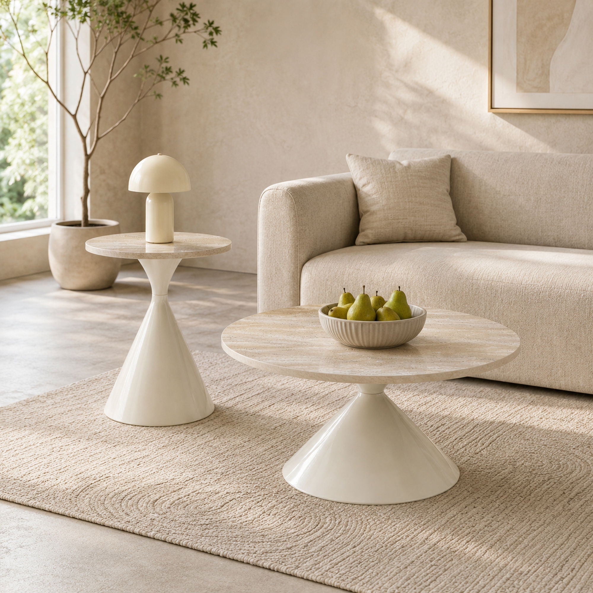 2 Piece Coffee Round Table Set