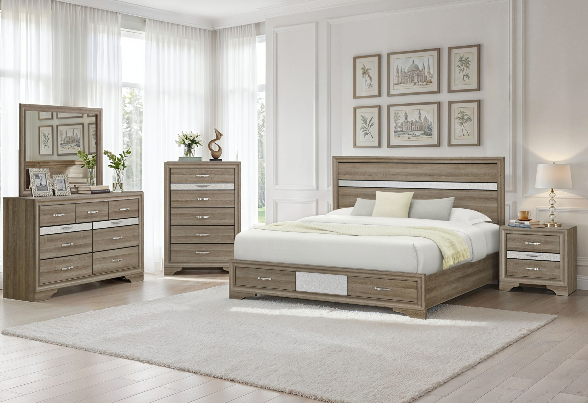 Seville - Full Bed Footboard Drawers - Natural