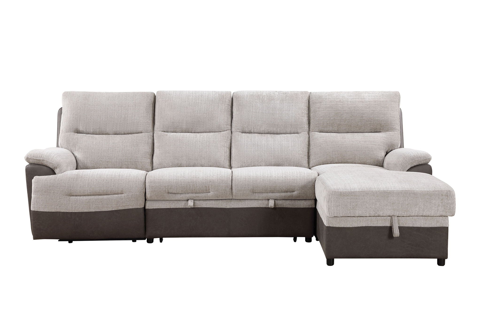 U3822 - Right Side Chaise - Beige / Brown