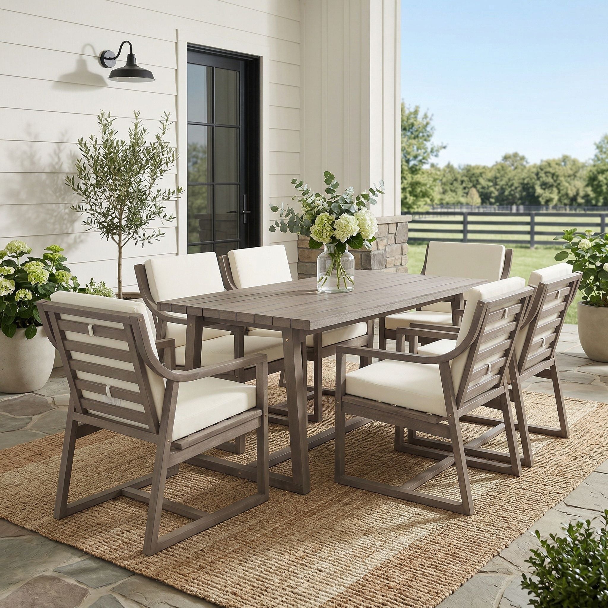 7 Piece Modern Outdoor Dining Set, Patio Furniture