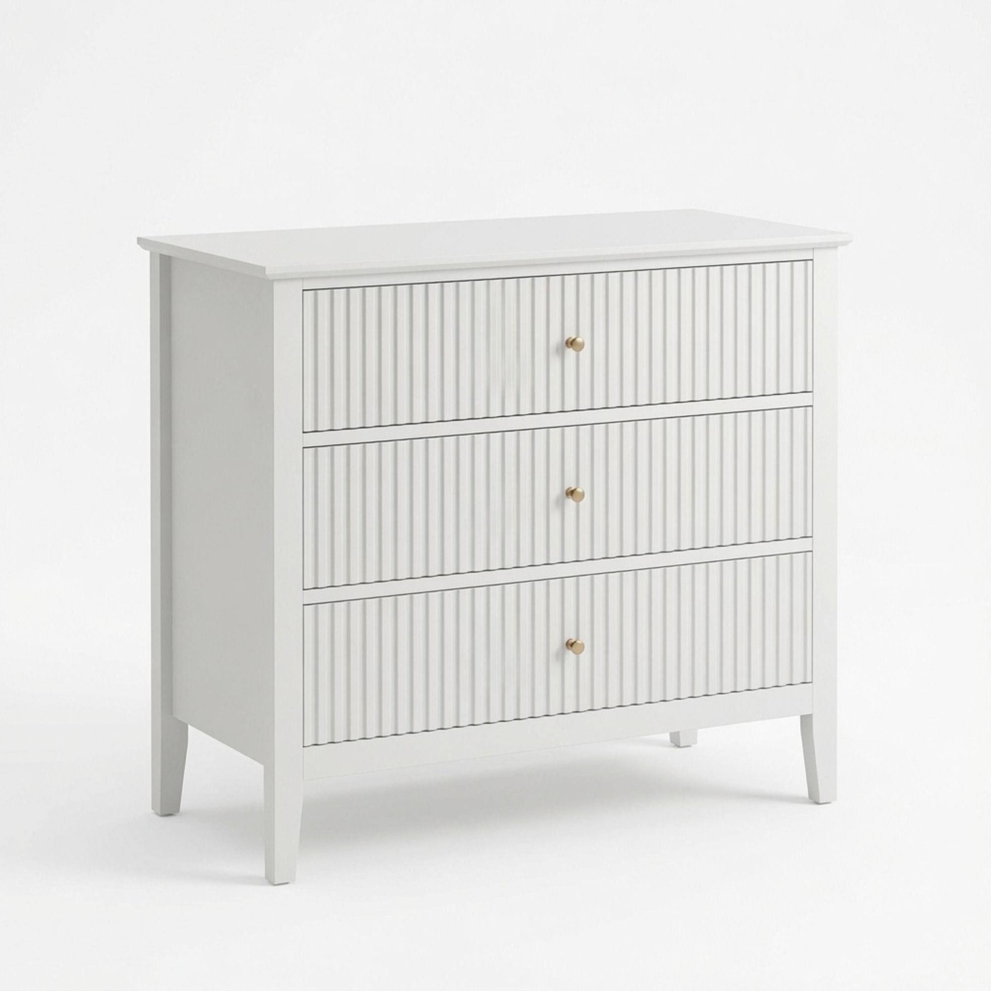 3 Drawer Nightstand, Wide With Soft Close Slides - White