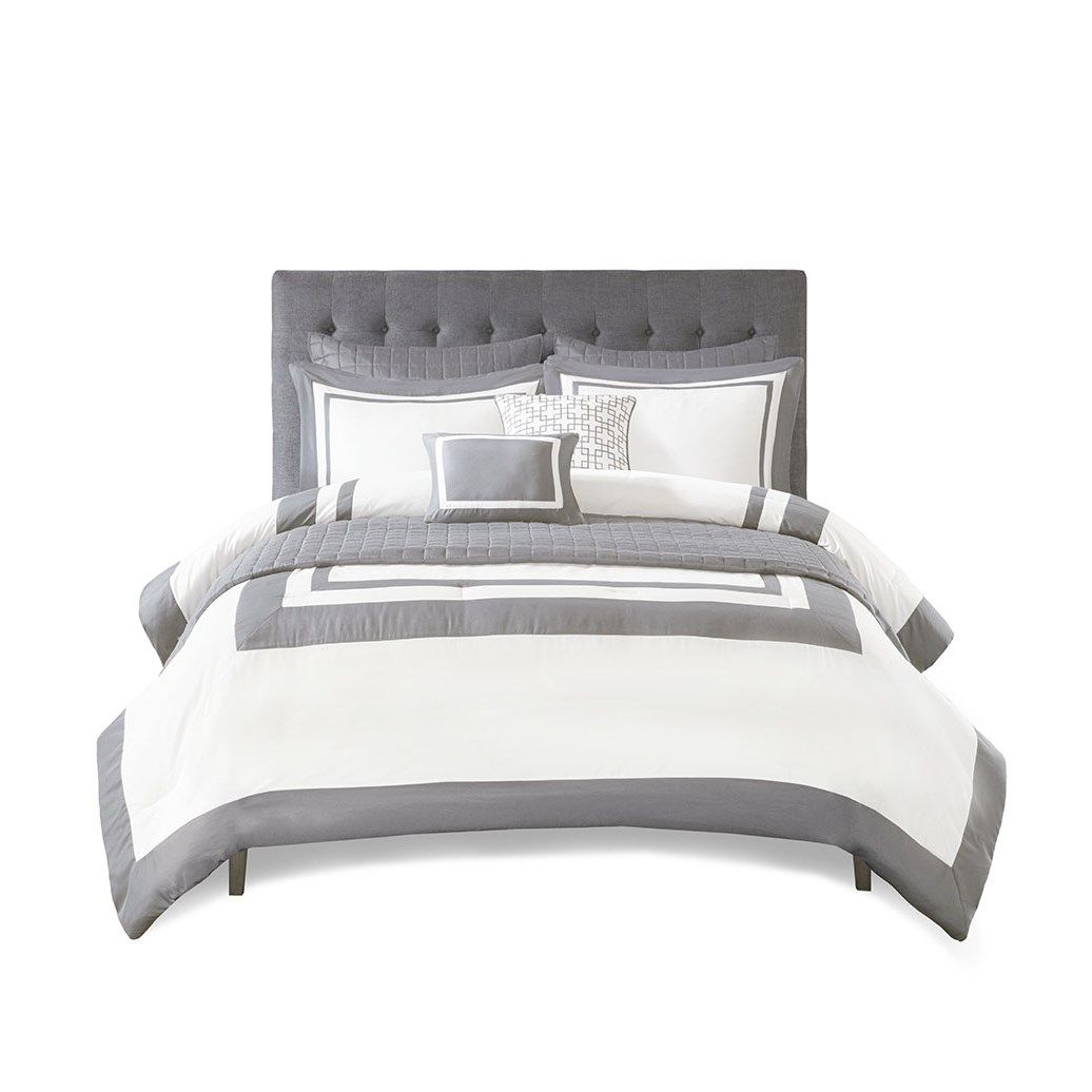 Heritage - 8 Piece Comforter And Coverlet Set Collection - Gray