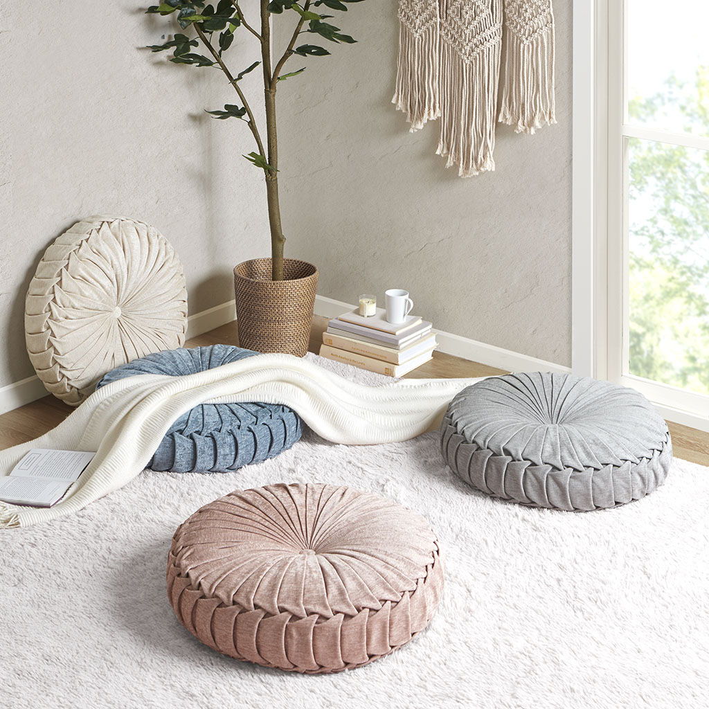 Loretta - Round Floor Pillow Cushion - Ivory