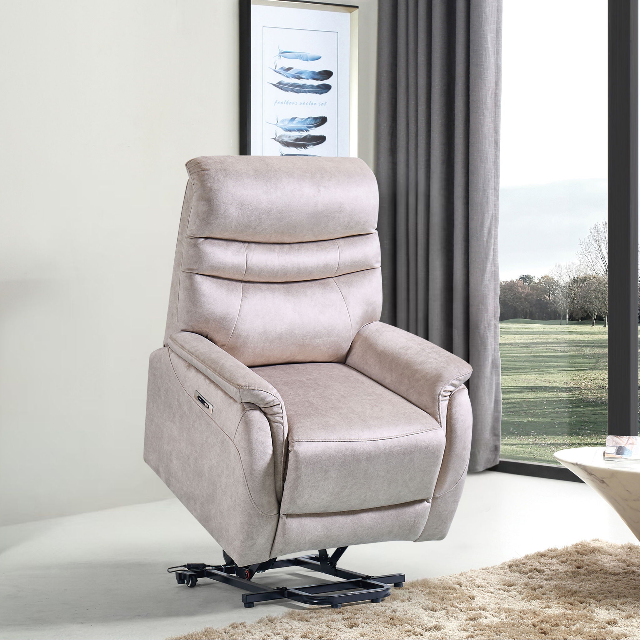 Comfortable Electric Lift Chair, Made Of High Grade Leather, Provides Full Body Support And Convenient Remote Control Operation, Making It An Ideal Choice For The Elderly And Those With Limited Mobili - Light Gray