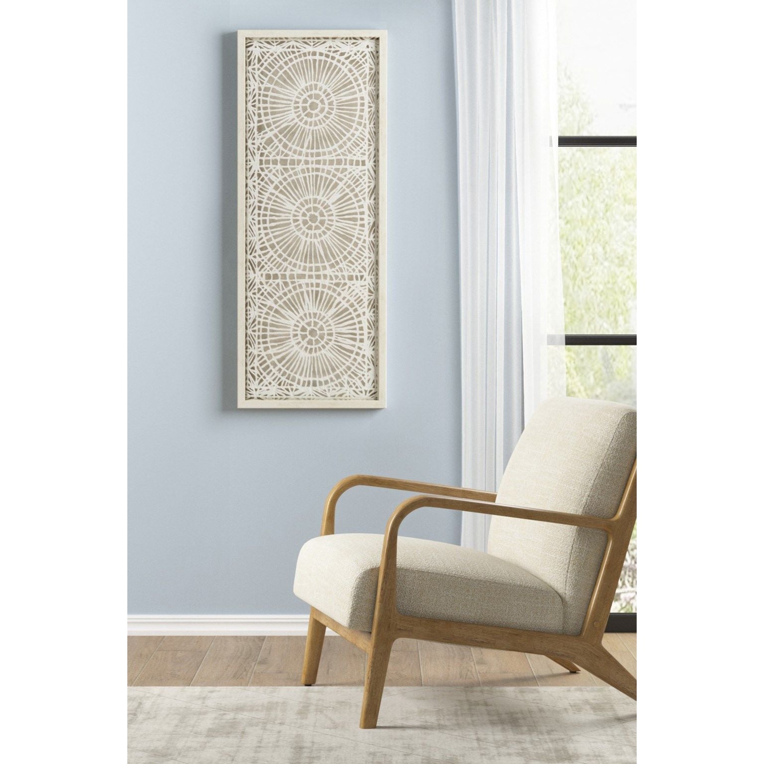 Henna - Framed Medallion Rice Paper Shadow Box Wall Decor - Off-White
