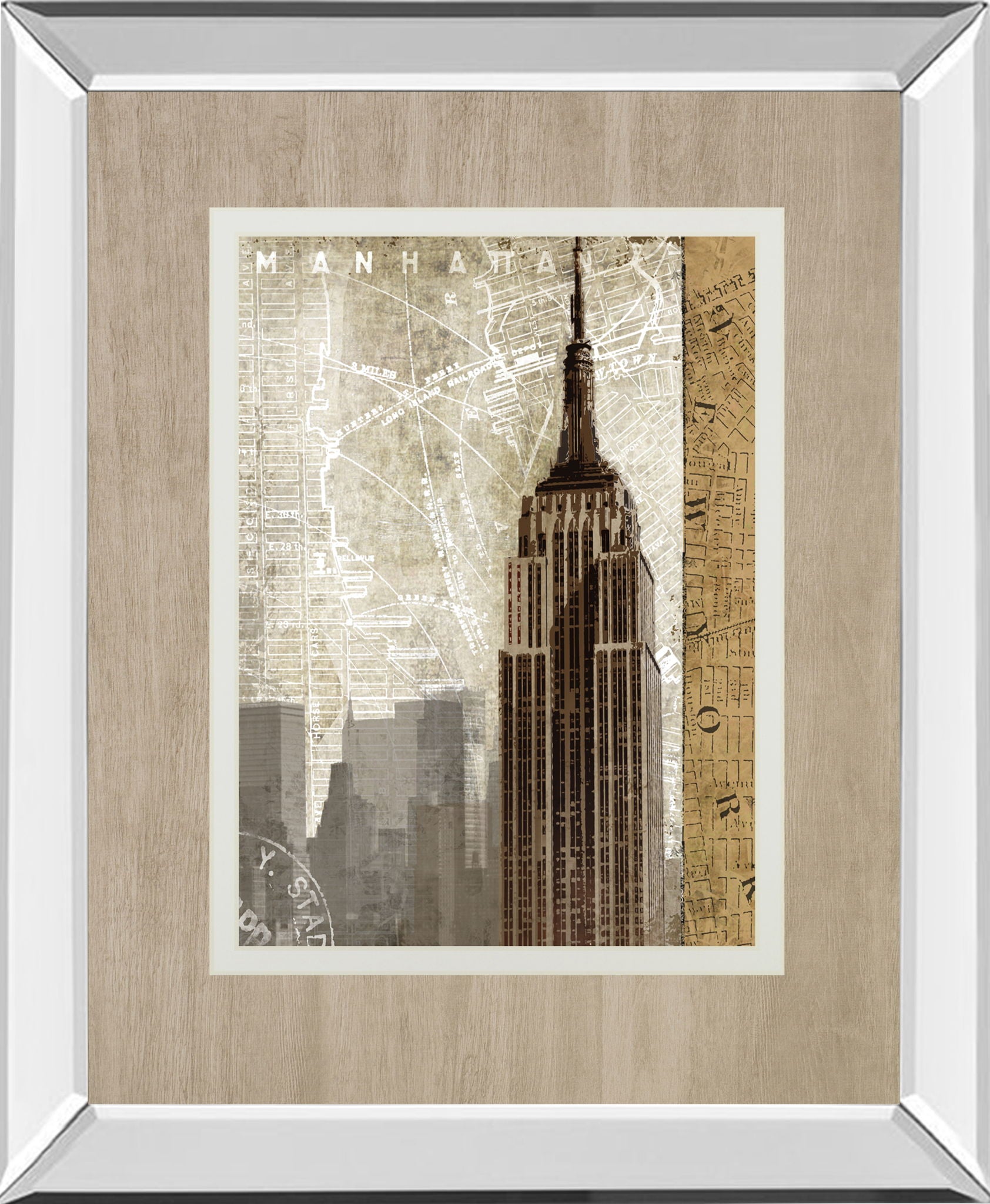 Autumn In New York By Mallett K Mirrored Frame - Beige