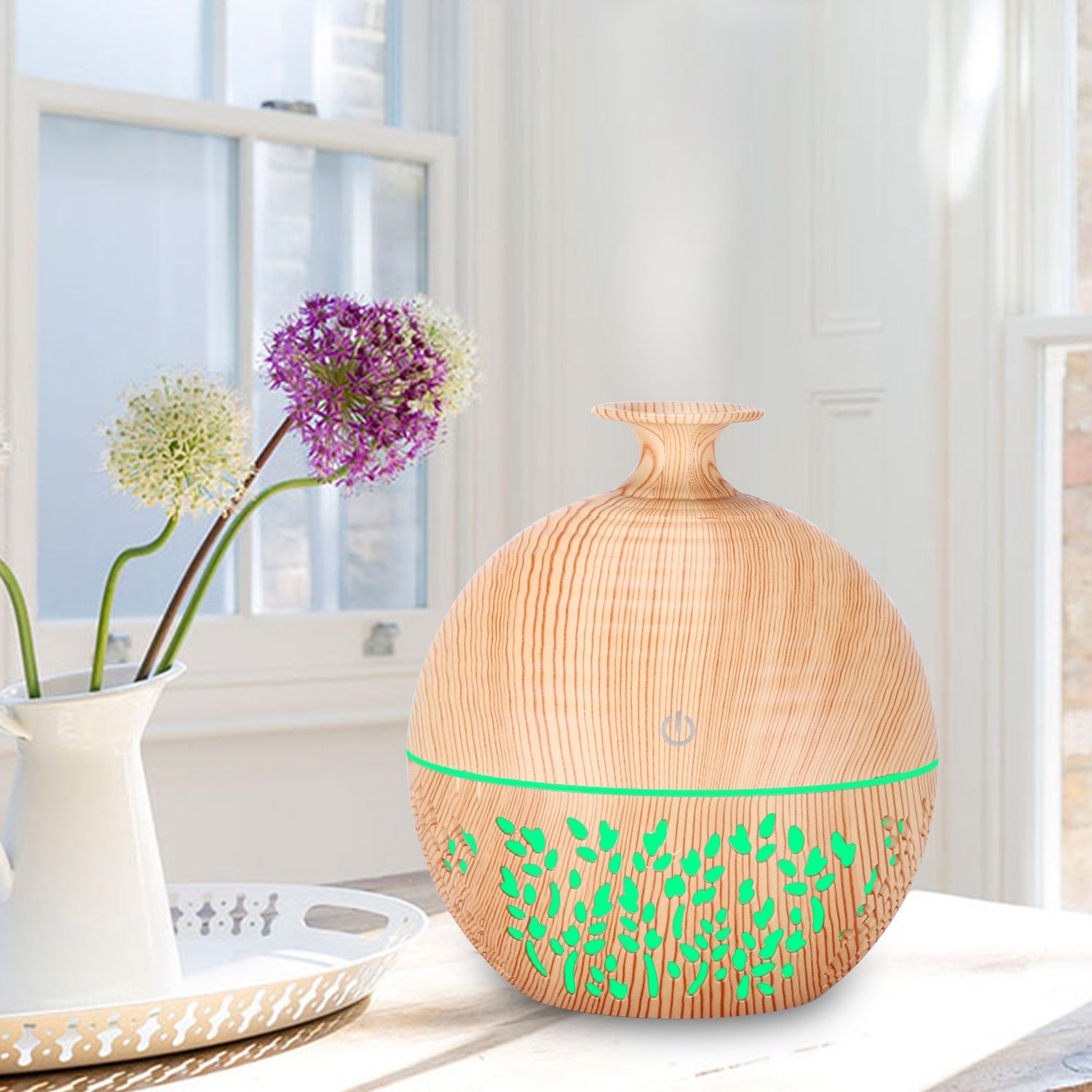New Wood Grain Hollow Humidifier USB Home Bedroom Air Conditioning Room Office Spray Humidifier 130ml