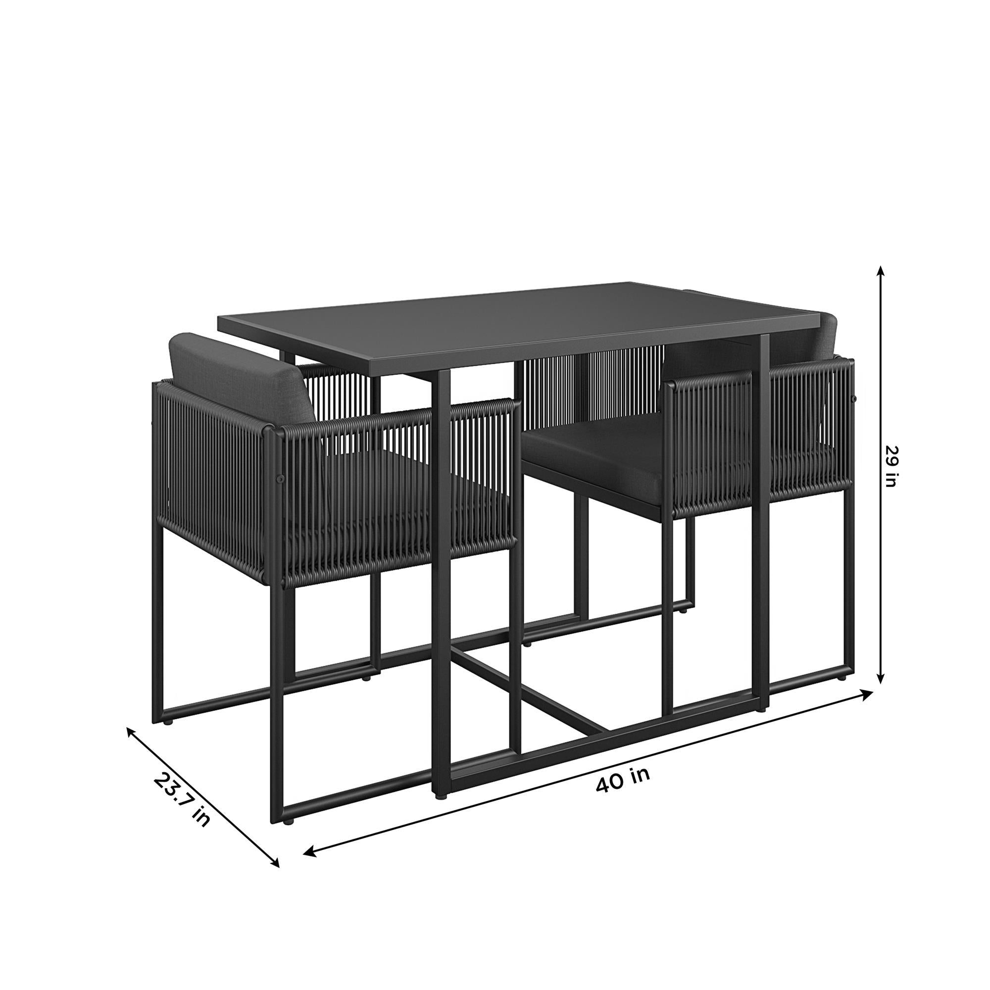 3 Piece Nesting Outdoor Bistro Set - Dark Gray