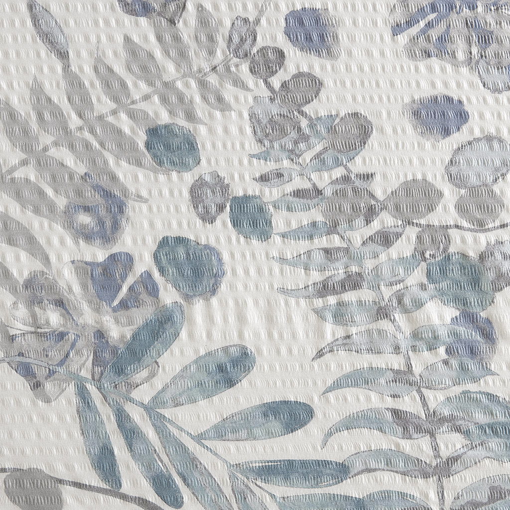 Bonnie - Printed Seersucker Shower Curtain - Blue