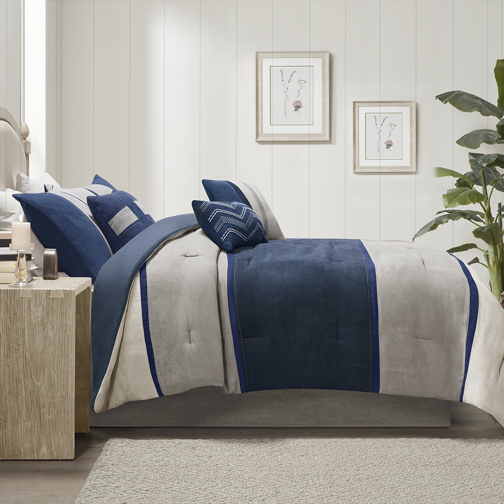 Palisades - Queen 7 Piece Comforter Set - Blue