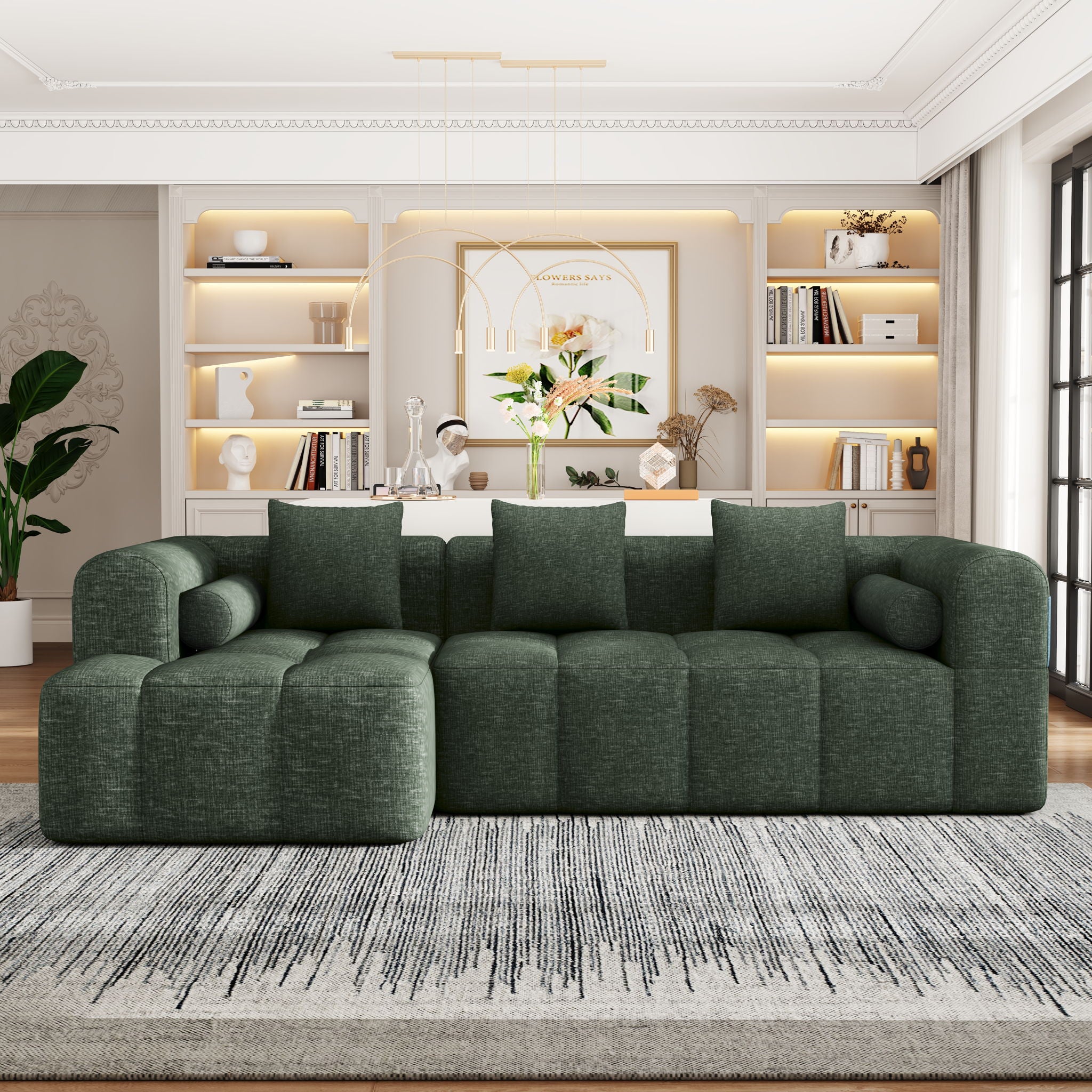 Sectional Free Combined Sofa With 2 Side Pockets
