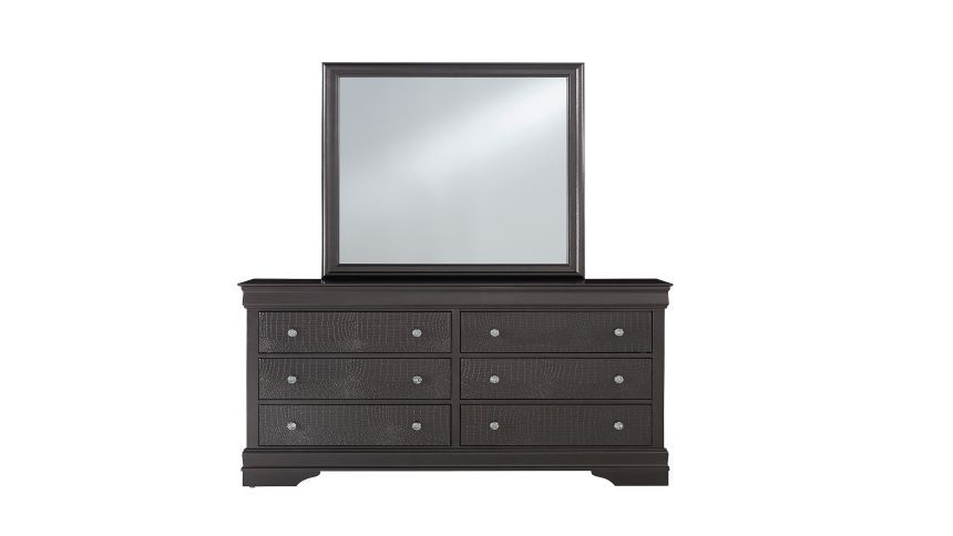 Pompei - 4 Piece Queen Bedroom Set (Bed With LED, Dresser, Mirror, Nightstand) - Gray