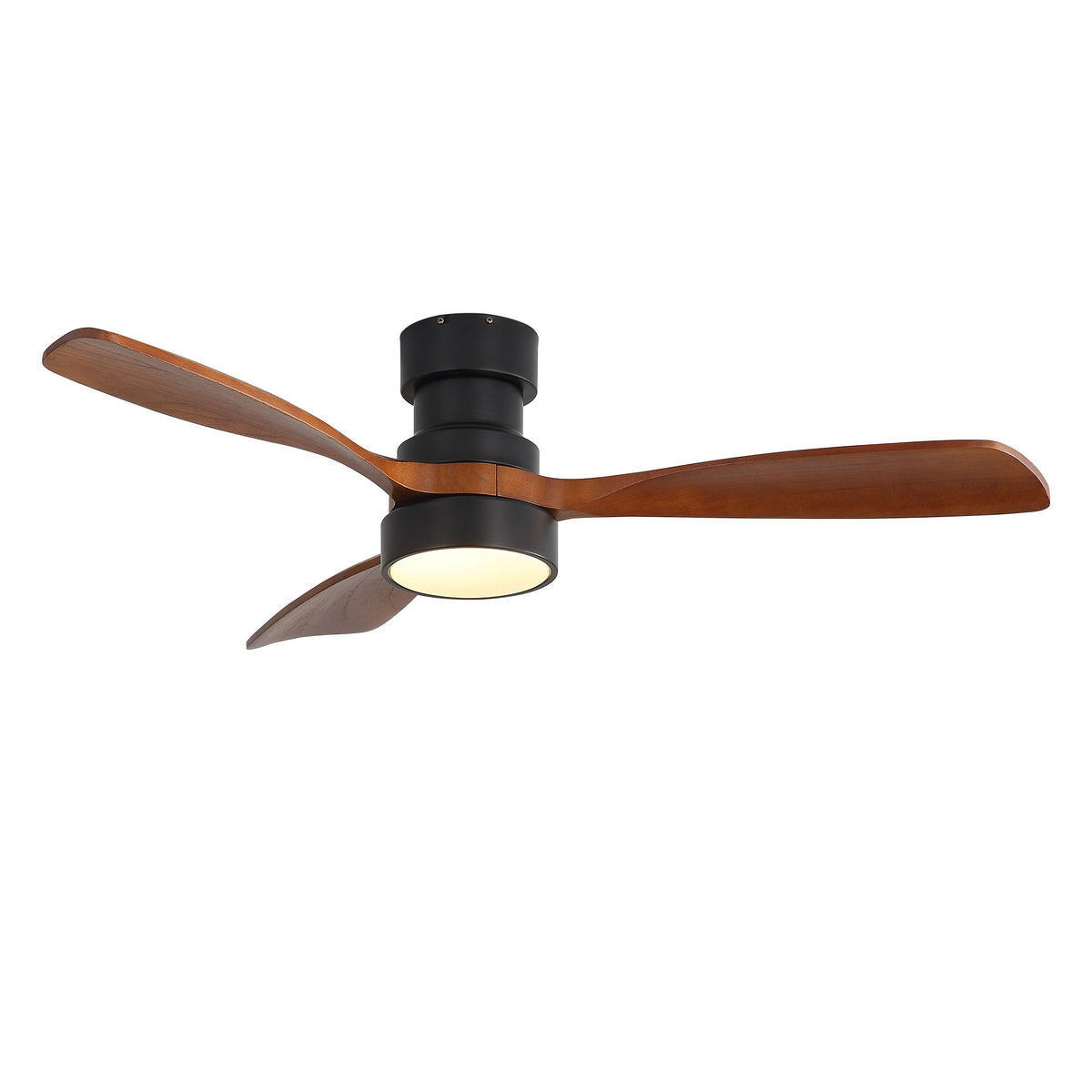 48" Ceiling Fan With Light, Dual Mount (Flush / Downrod), Dimmable LED, Quiet DC Motor, 3 Blades
