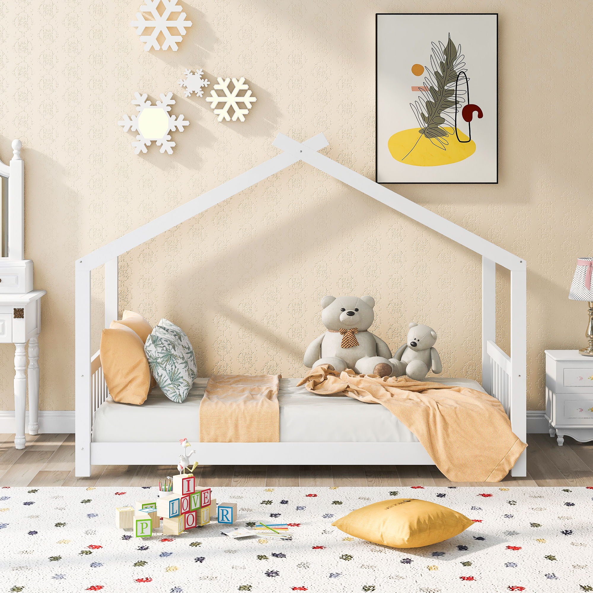 House Platform Bed With Headboard And Footboard, Roof Design