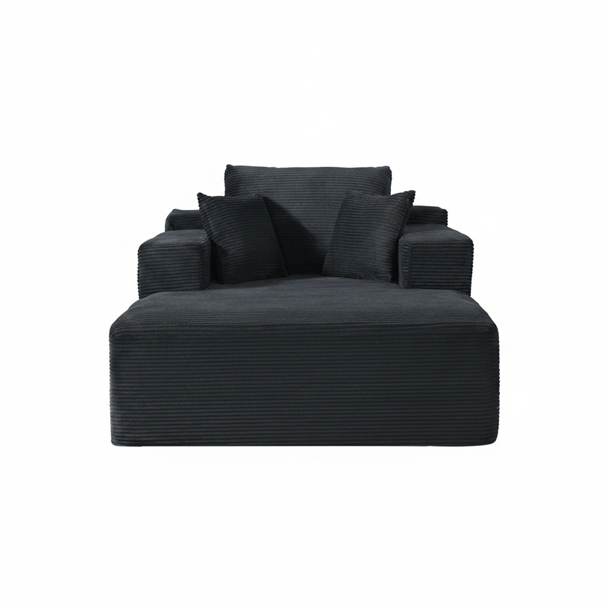 Convertible Chaise Lounge Chair With Wide Armrest & Throw Pillows