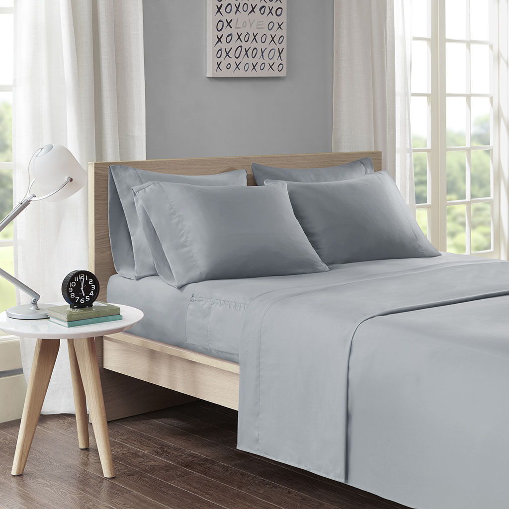 Microfiber - Queen Sheet Set With Side Storage Pockets - Gray
